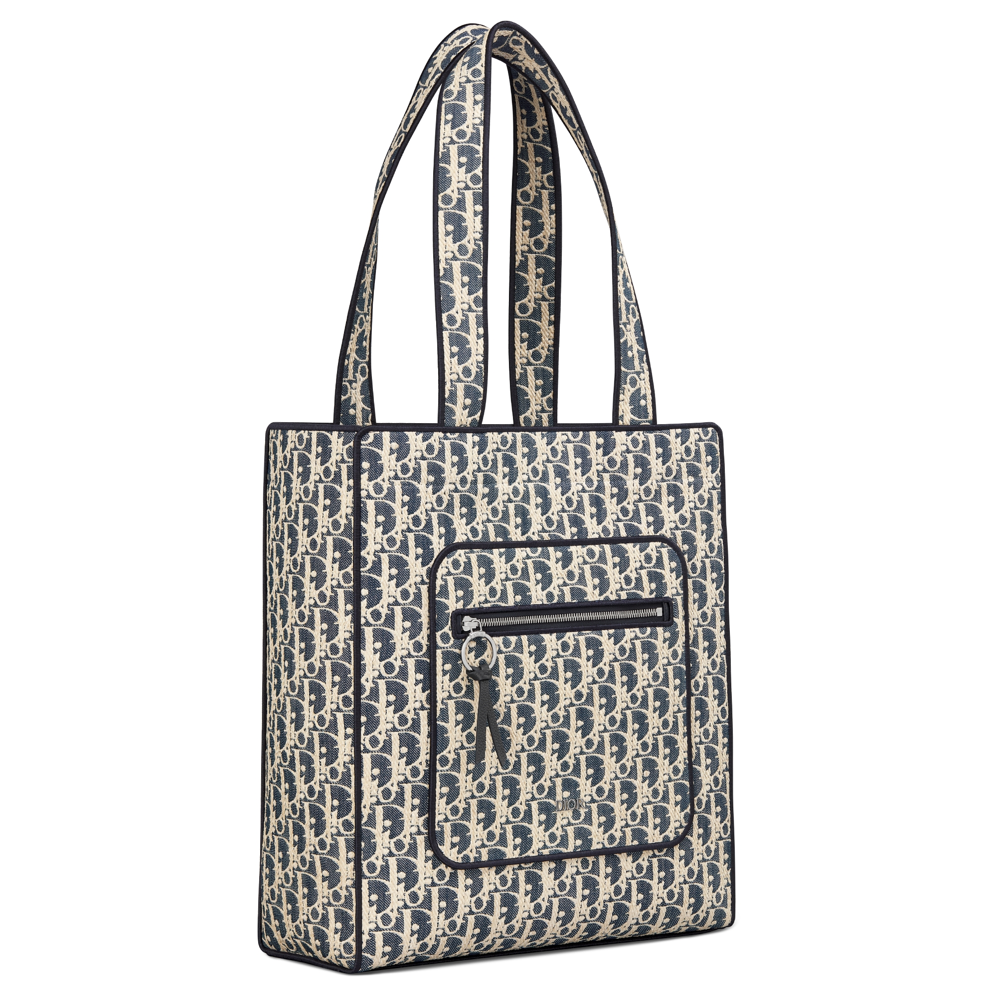 手袋 蓝色和米色酒椰草效果 Oblique 印花牛仔面料 E03