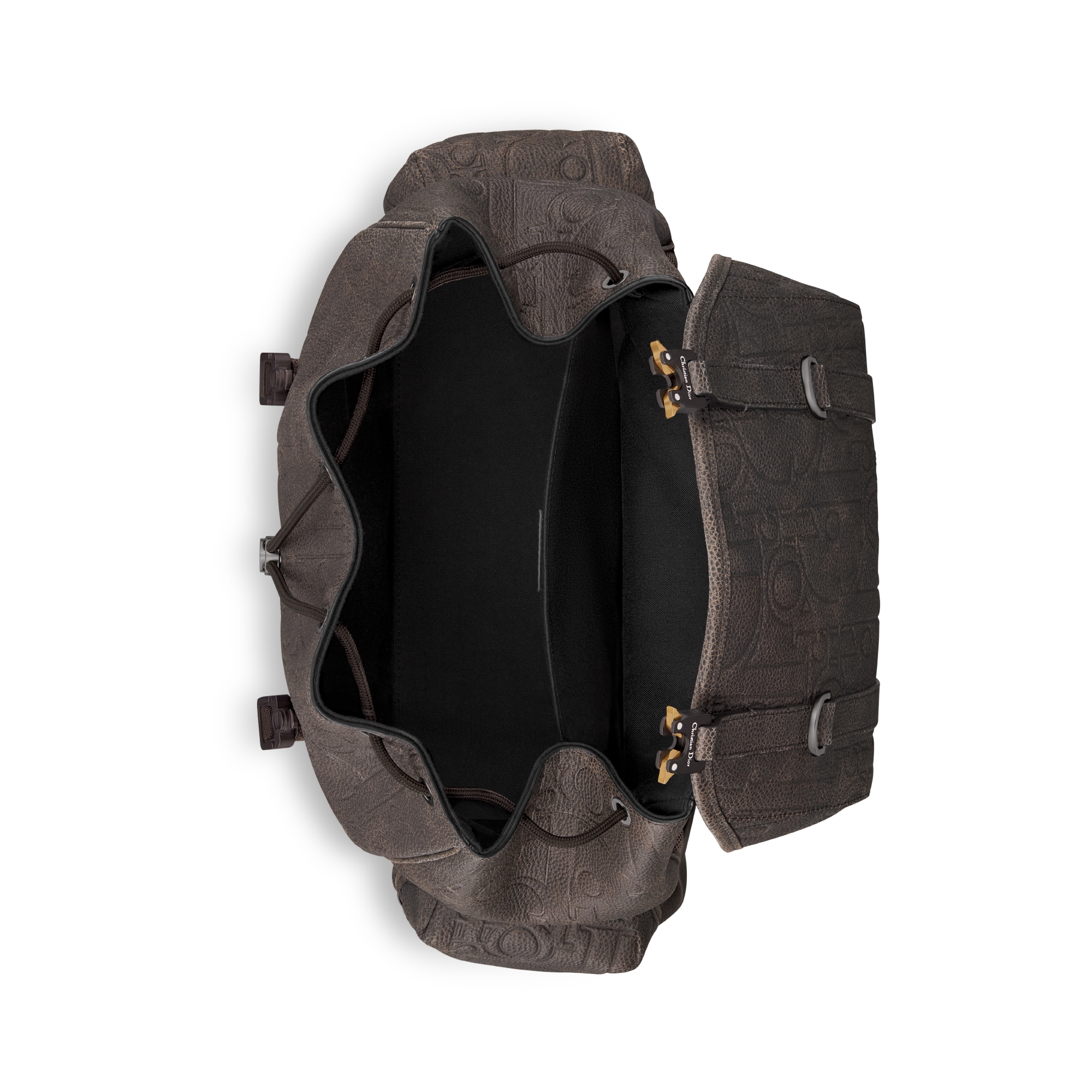 Dior Hit The Road 翻盖双肩背包 棕色 Dior Gravity Vintage 印花效果皮革 E06