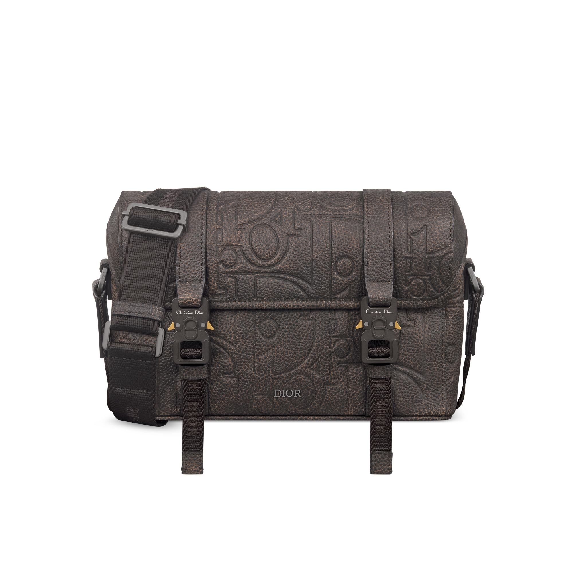 Dior Hit The Road 翻盖信使包 棕色 Dior Gravity Vintage 印花效果皮革 E01