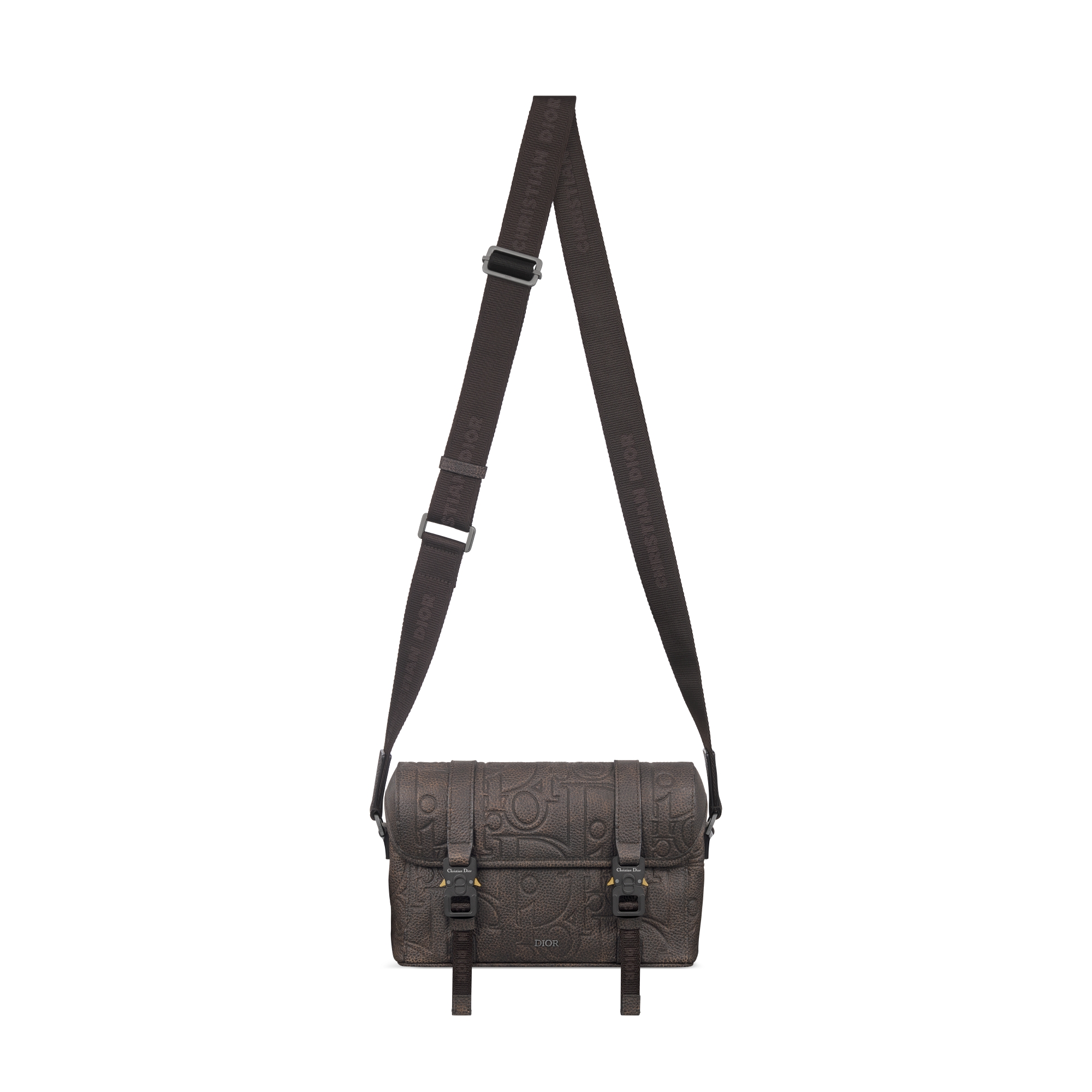 Dior Hit The Road 翻盖信使包 棕色 Dior Gravity Vintage 印花效果皮革 E07