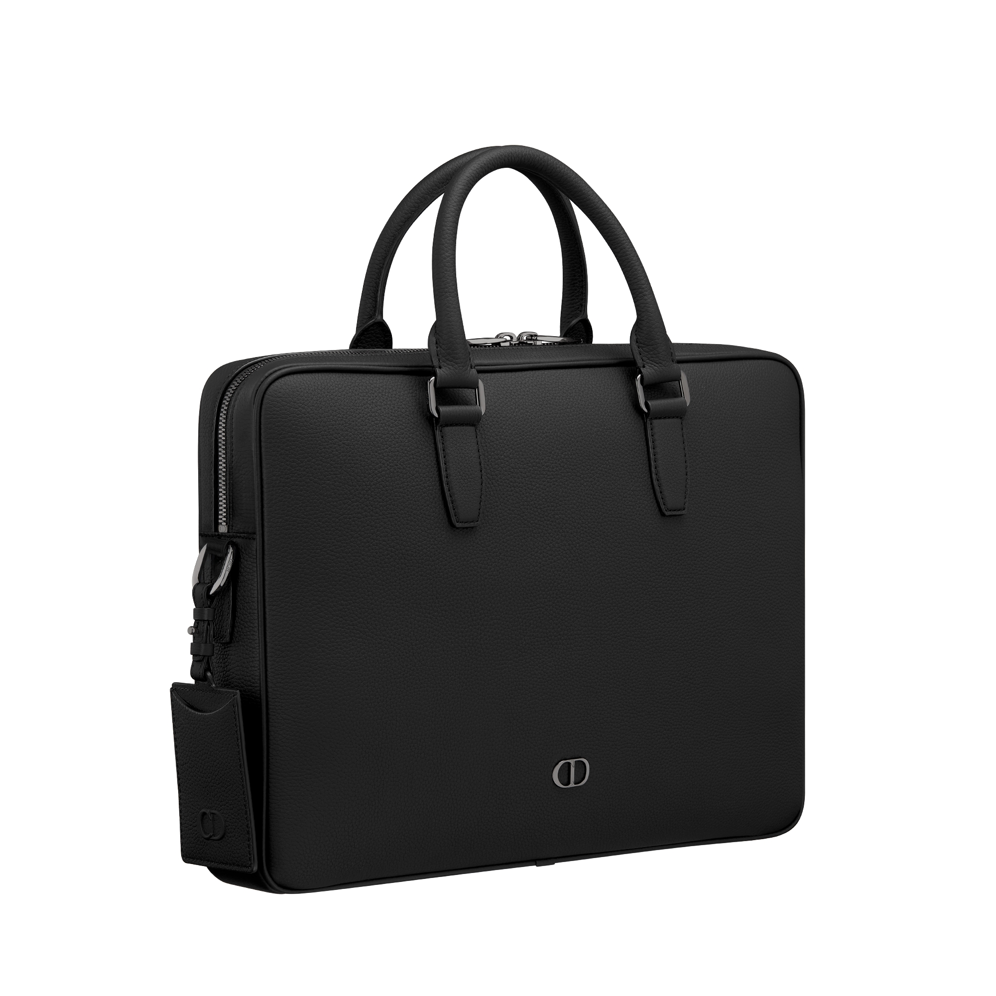 CD Icon 拉链公文包 黑色哑光粒面牛皮革 E03