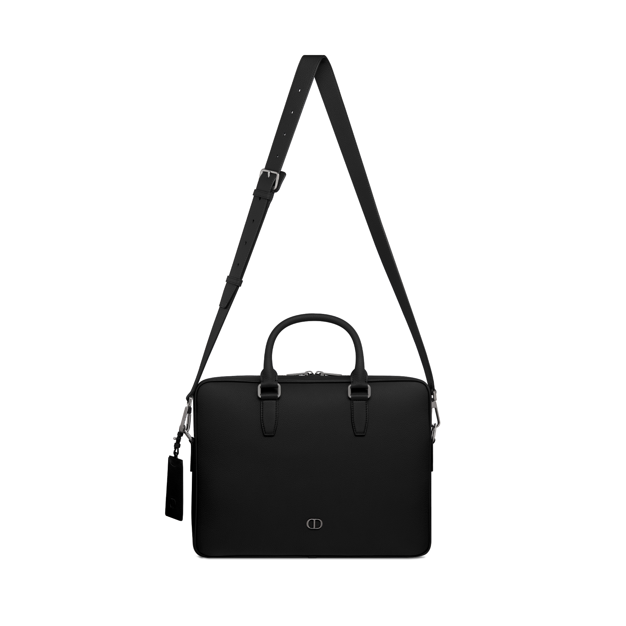 CD Icon 拉链公文包 黑色哑光粒面牛皮革 E07