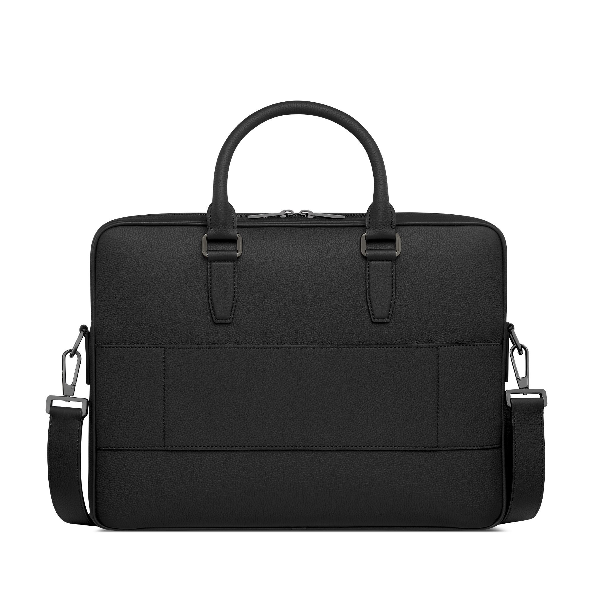 CD Icon 拉链公文包 黑色哑光粒面牛皮革 E08