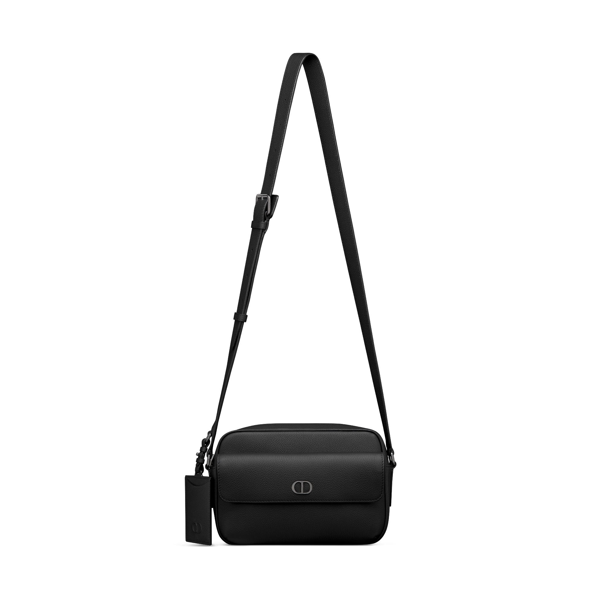 CD Icon 拉链信使包 黑色哑光粒面牛皮革 E07