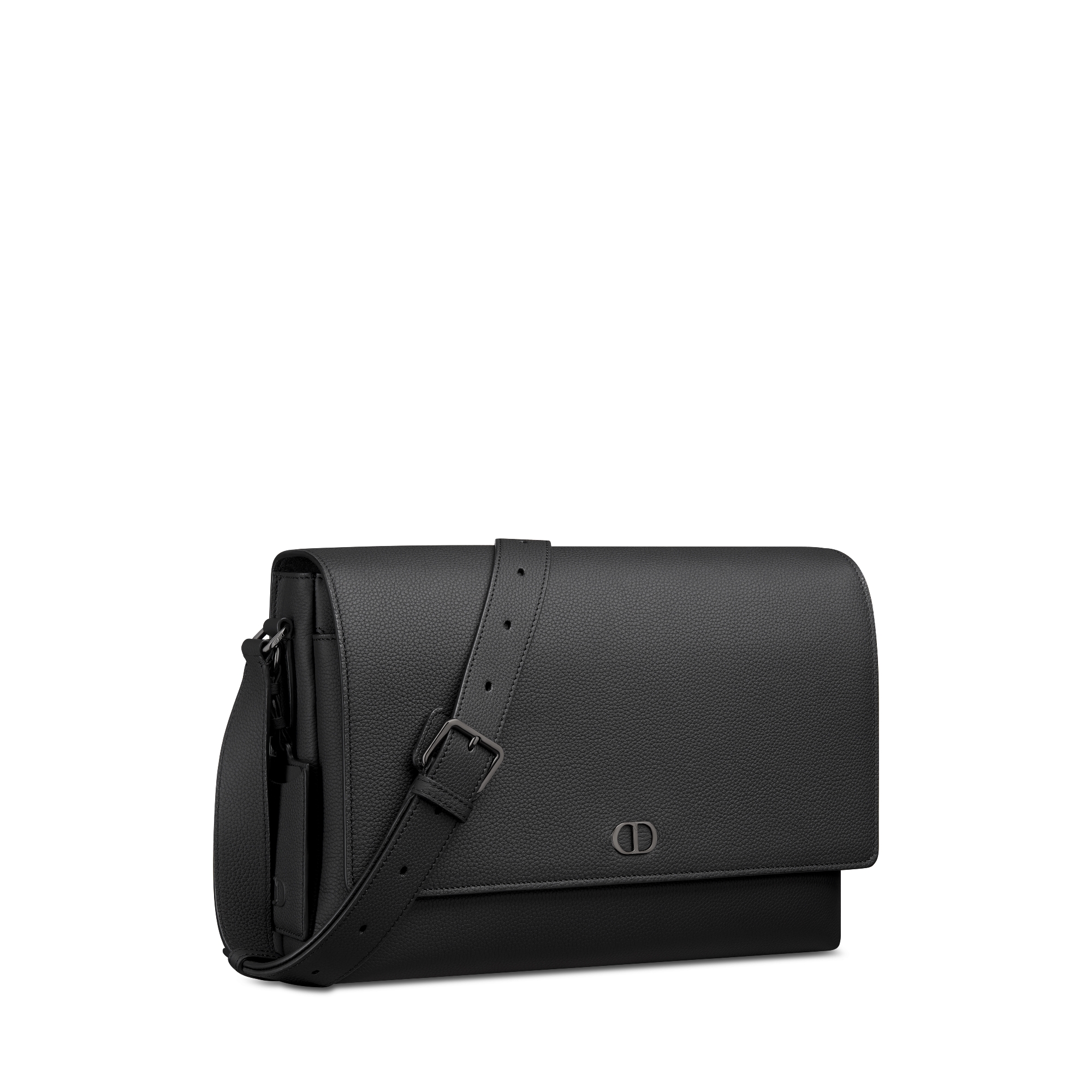 CD Icon 翻盖信使包 黑色哑光粒面牛皮革 E03