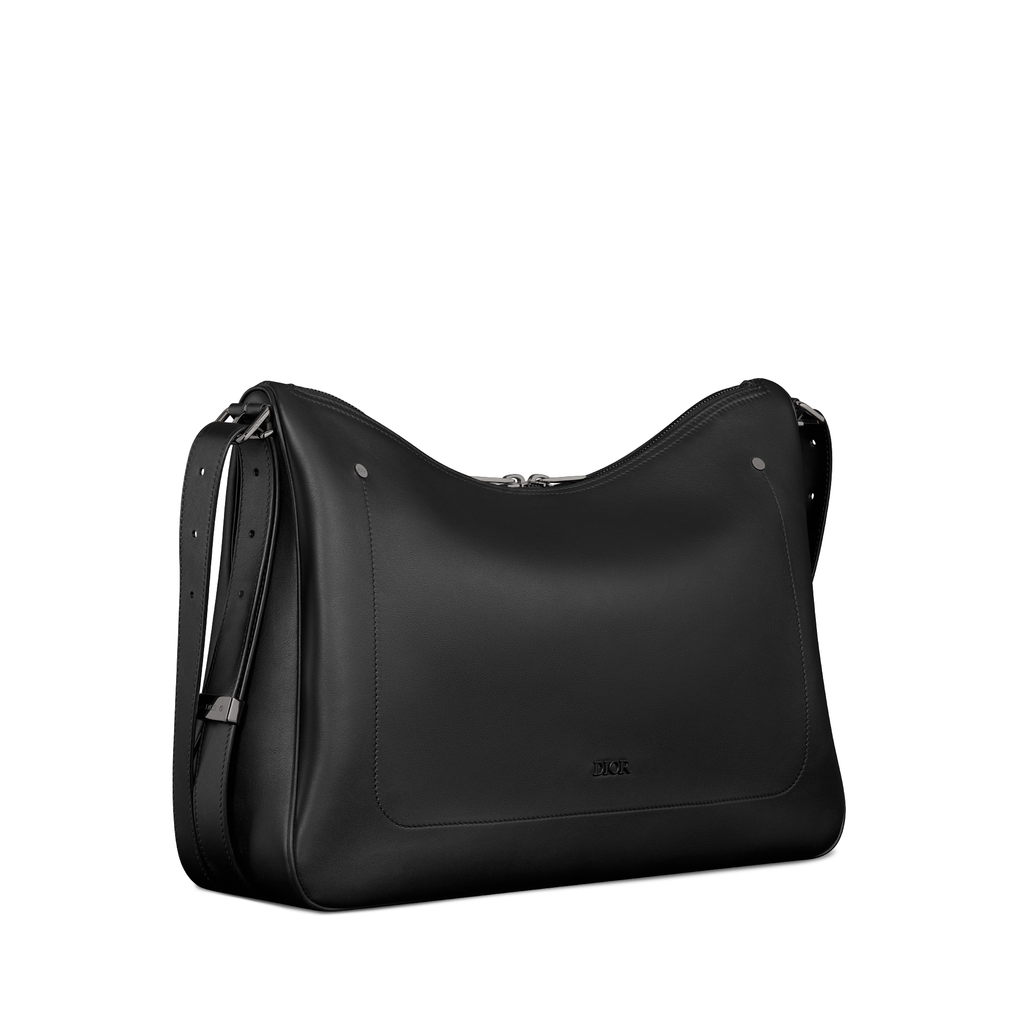 大号 Dior Slider 拉链水饺包 黑色光滑牛皮革 E03