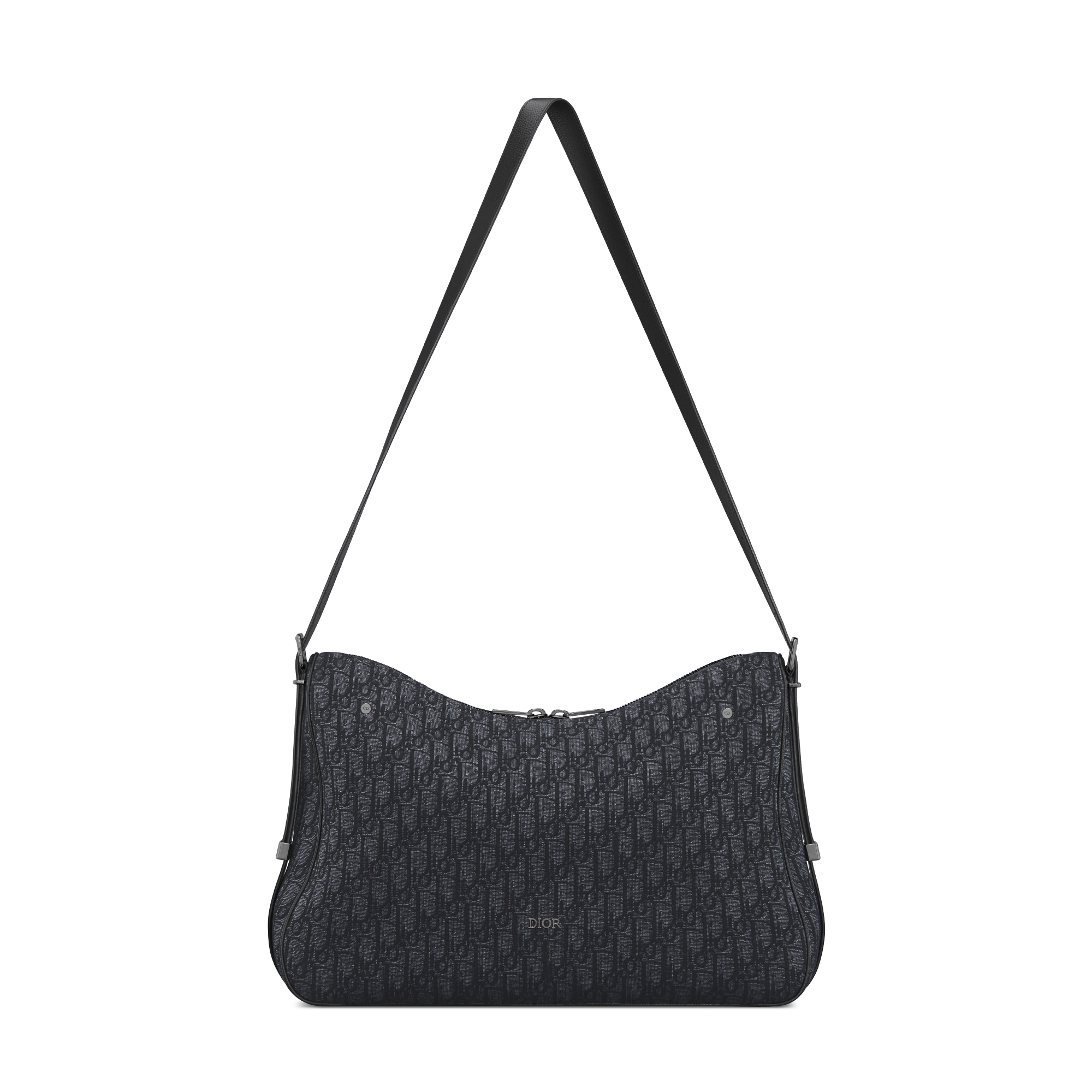 大号 Dior Slider 拉链水饺包 黑色 Oblique 印花面料 E07