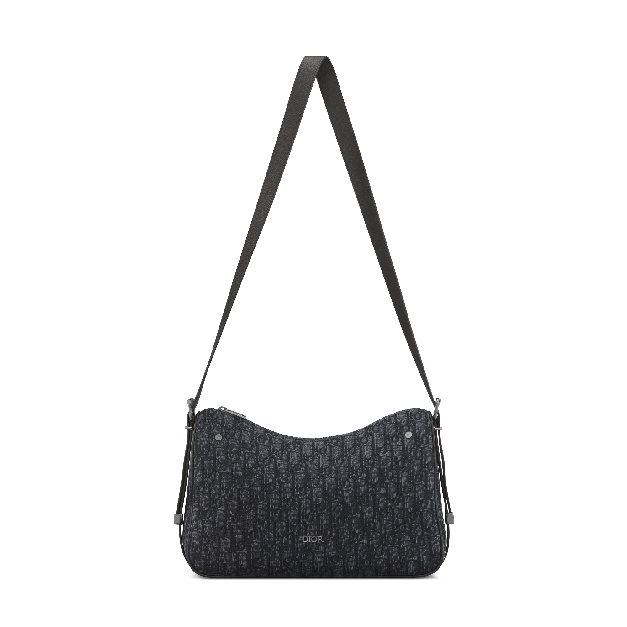 中号 Dior Slider 拉链水饺包 黑色 Oblique 印花面料 E07