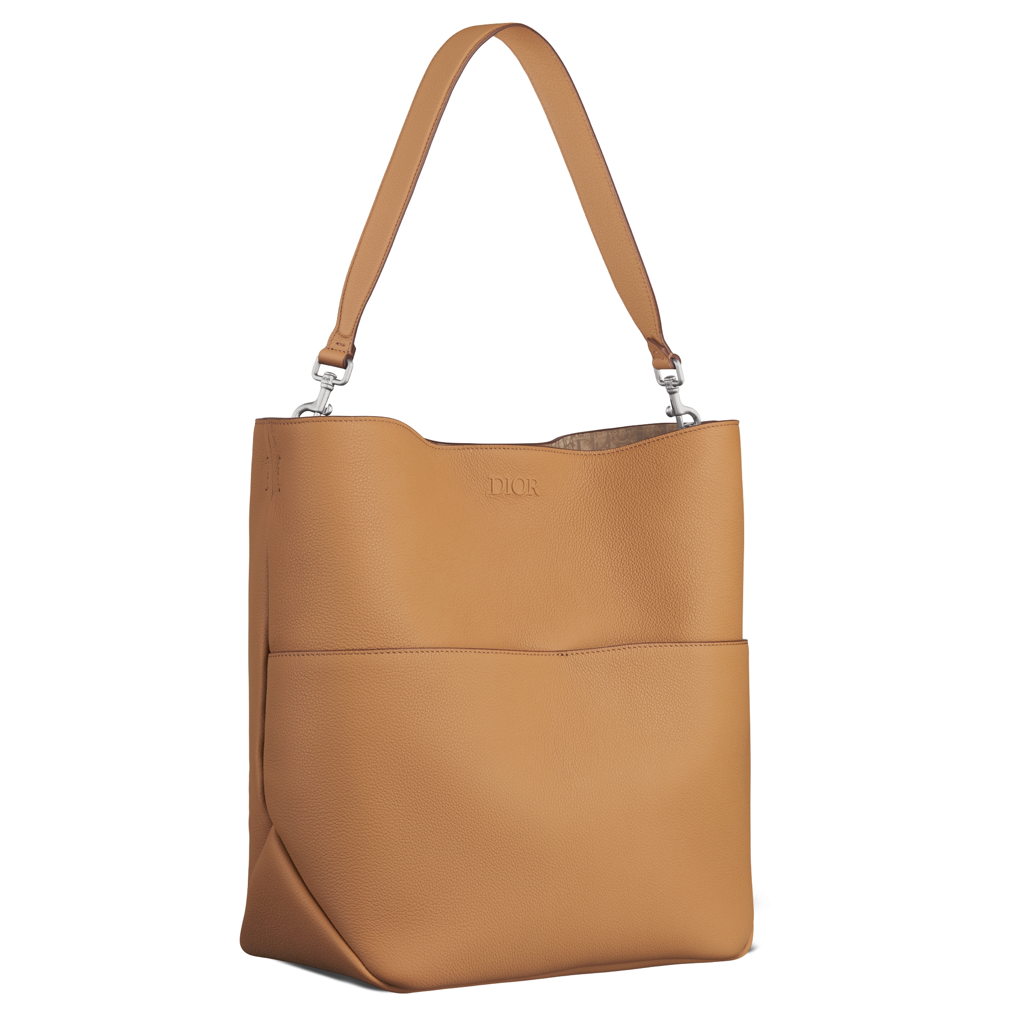 Dior Privé 竖版水饺包 棕色 Dior Icons 牛皮革 E03