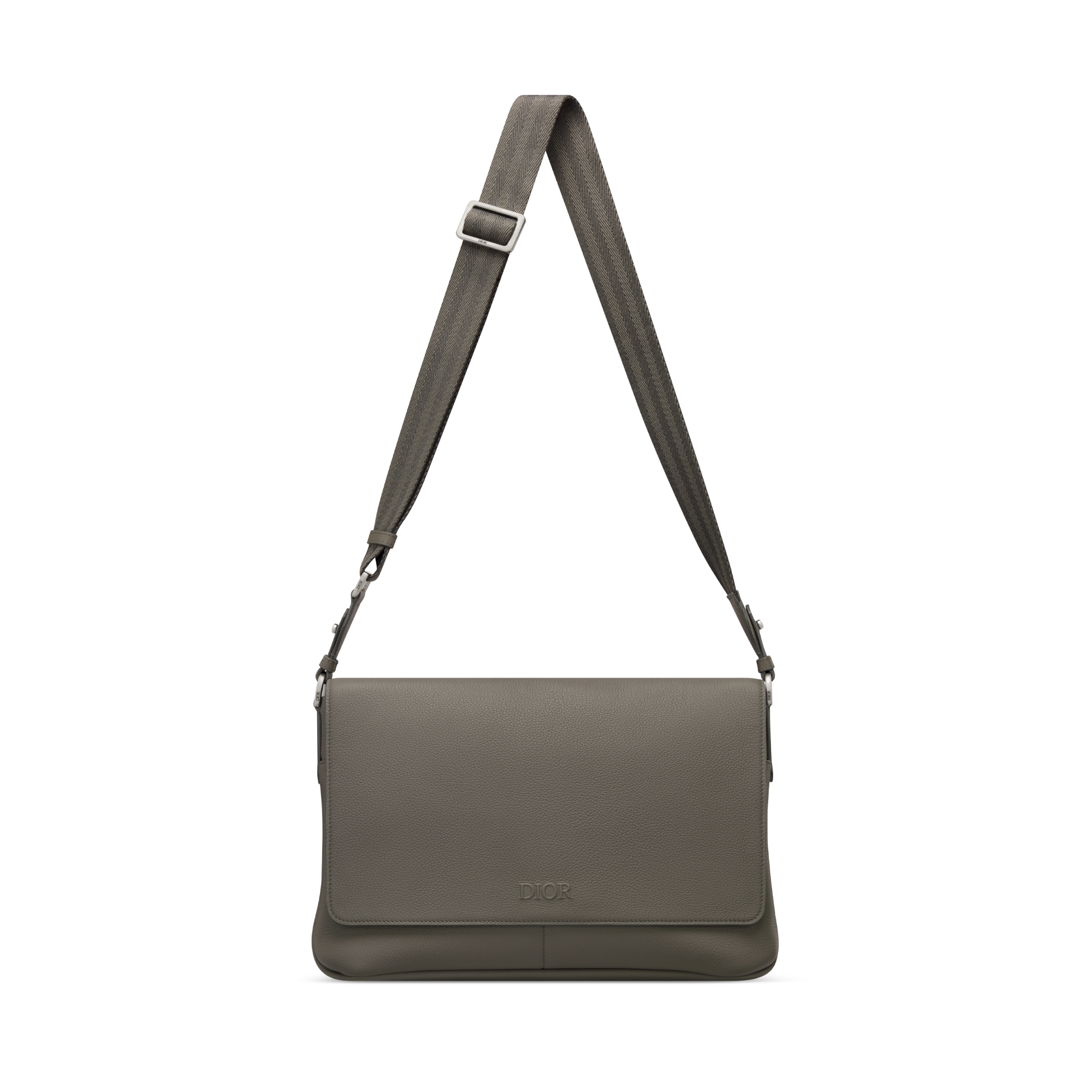 Dior Privé 翻盖信使包 灰色 Dior Icons 牛皮革 E07