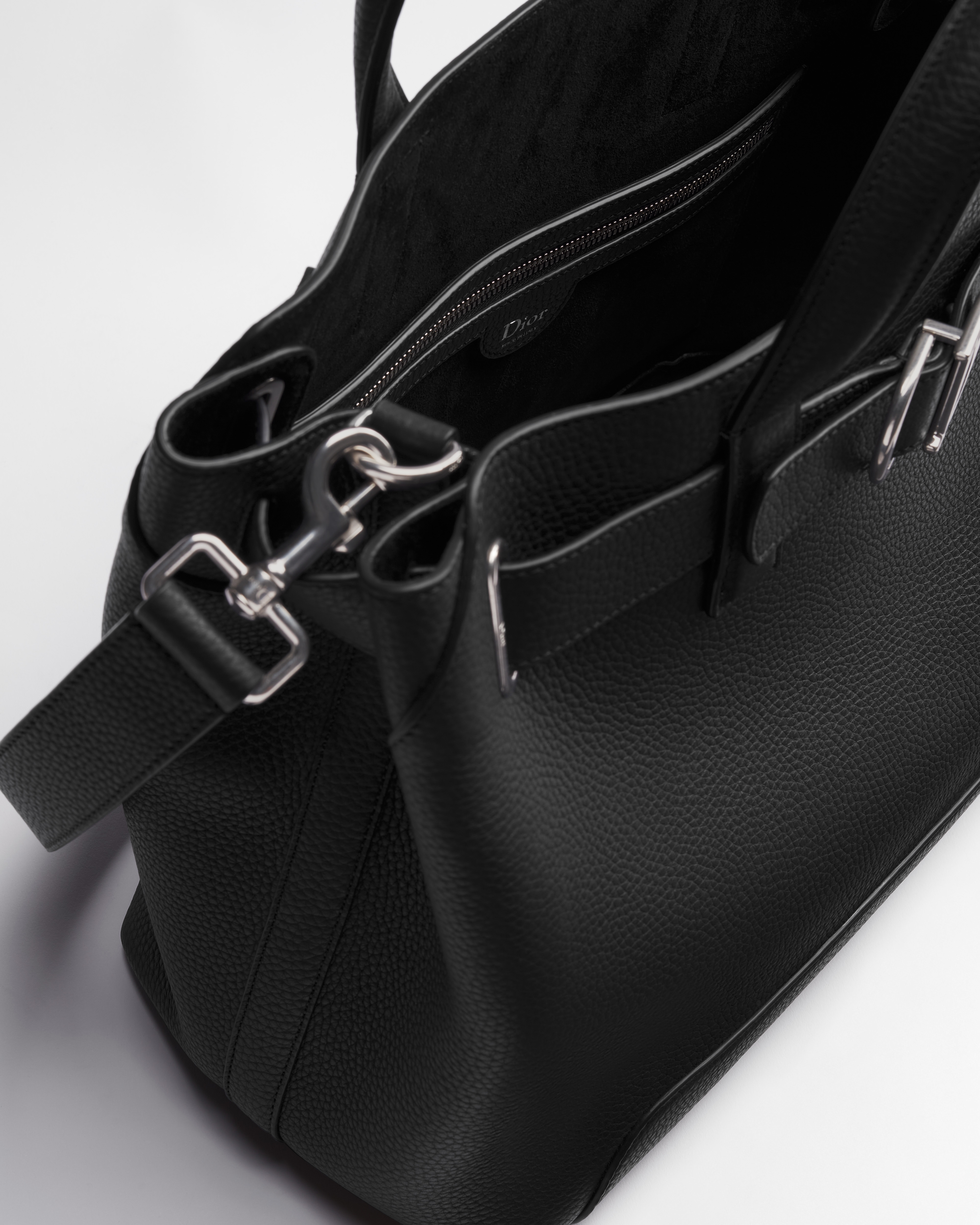 小号 Dior Normandie 手袋 黑色粒面牛皮革 E06