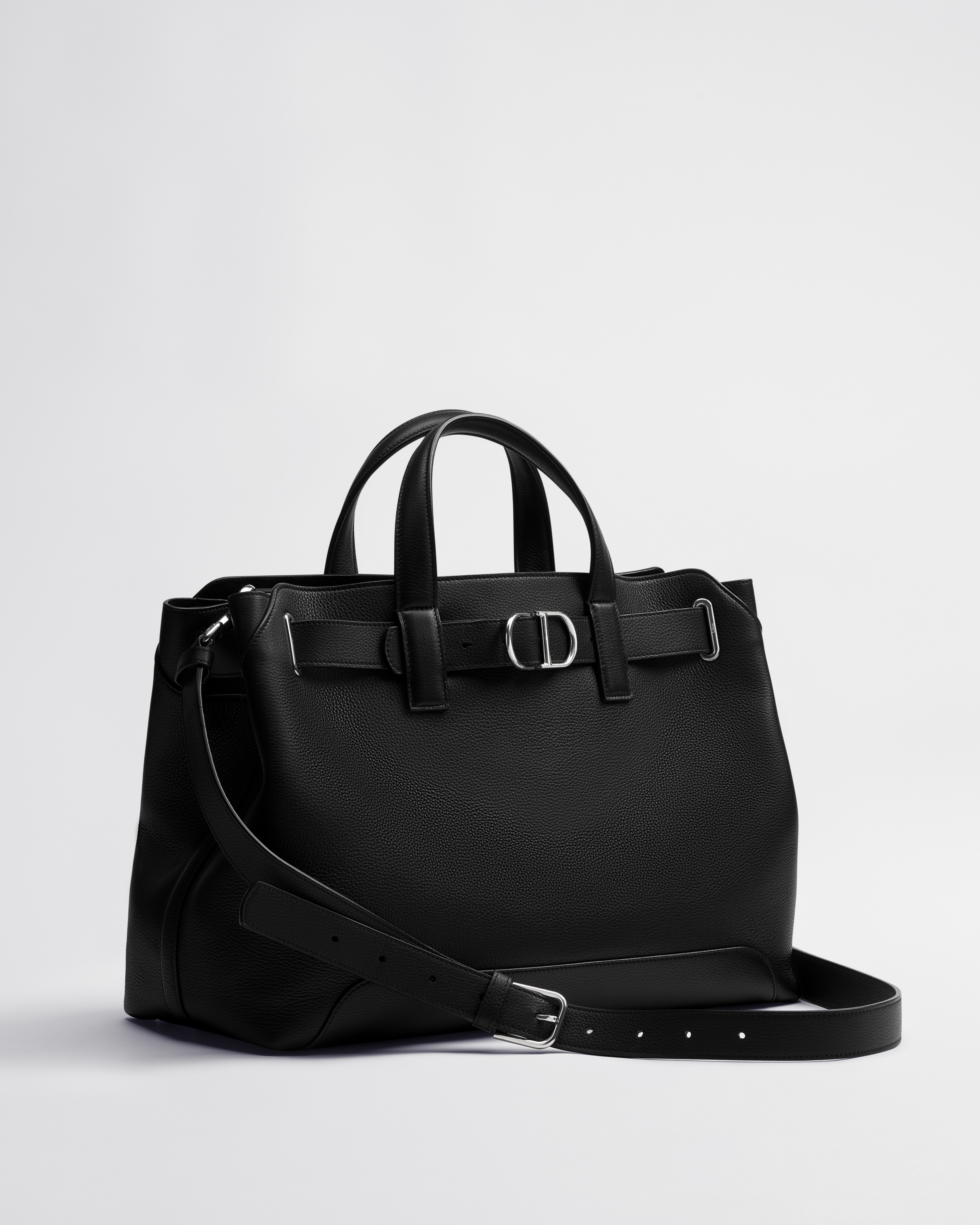 中号 Dior Normandie 手袋 黑色粒面牛皮革 E03