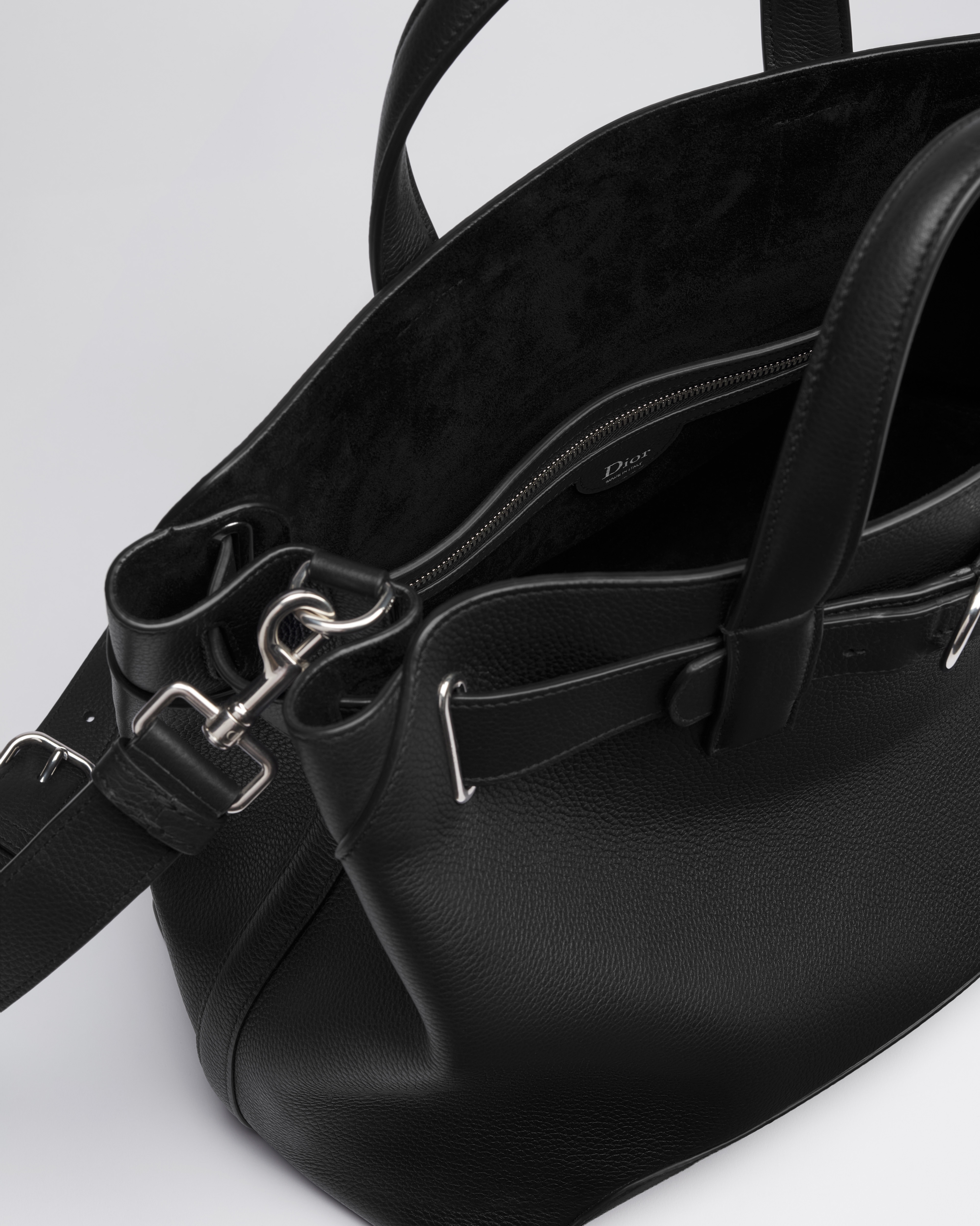 中号 Dior Normandie 手袋 黑色粒面牛皮革 E06