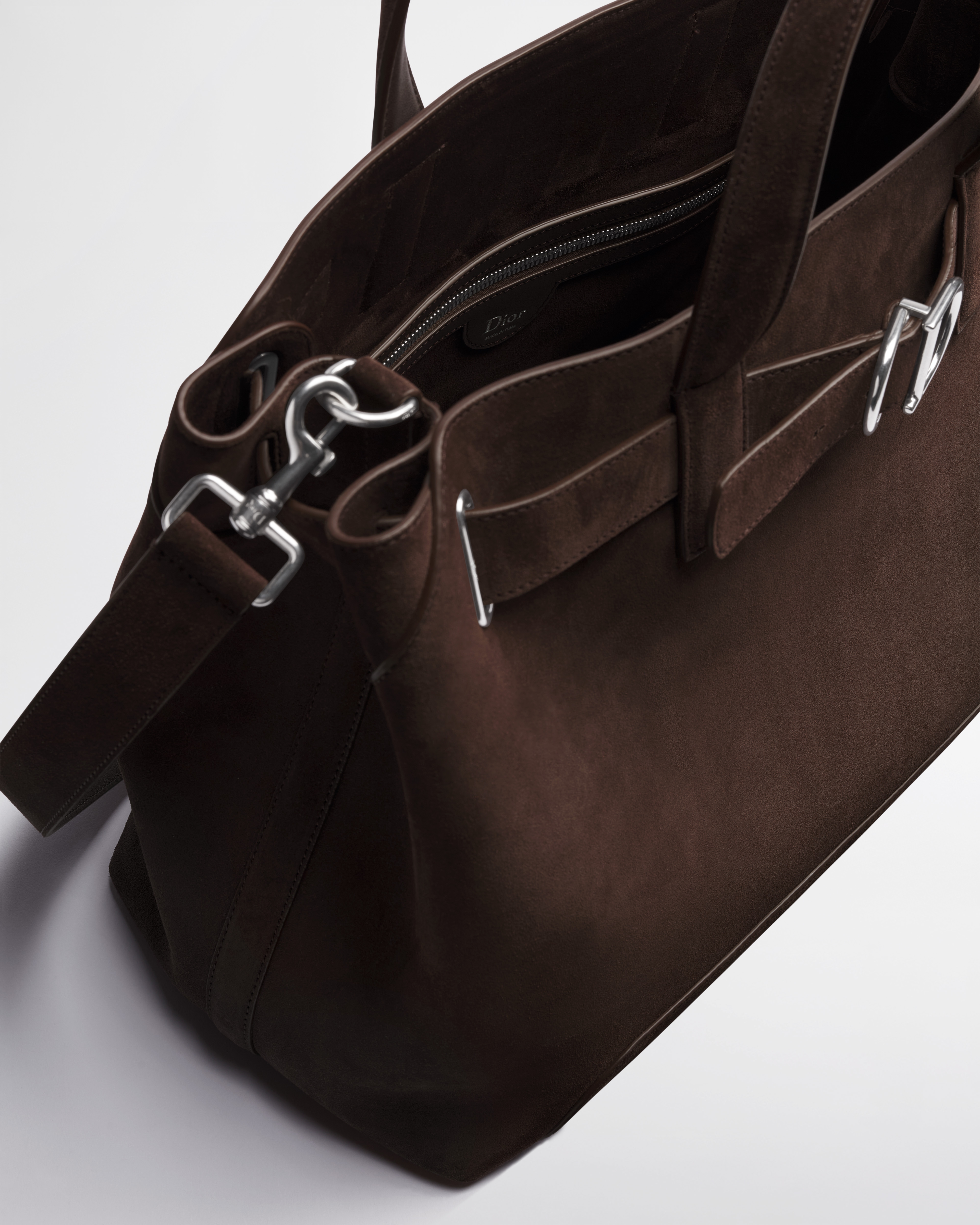 中号 Dior Normandie 手袋 深棕色绒面革 E06