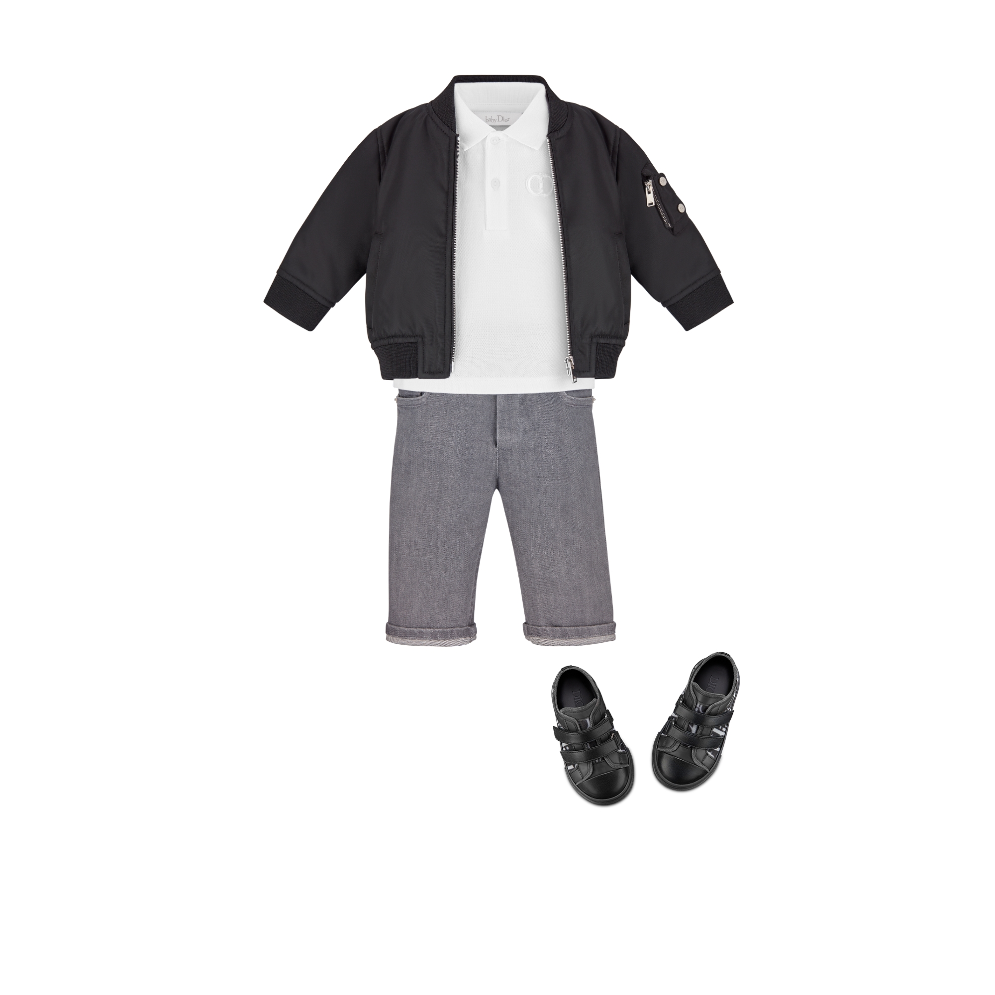 婴幼儿 Polo 衫 白色棉质珠地布 CD Icon 刺绣 E13