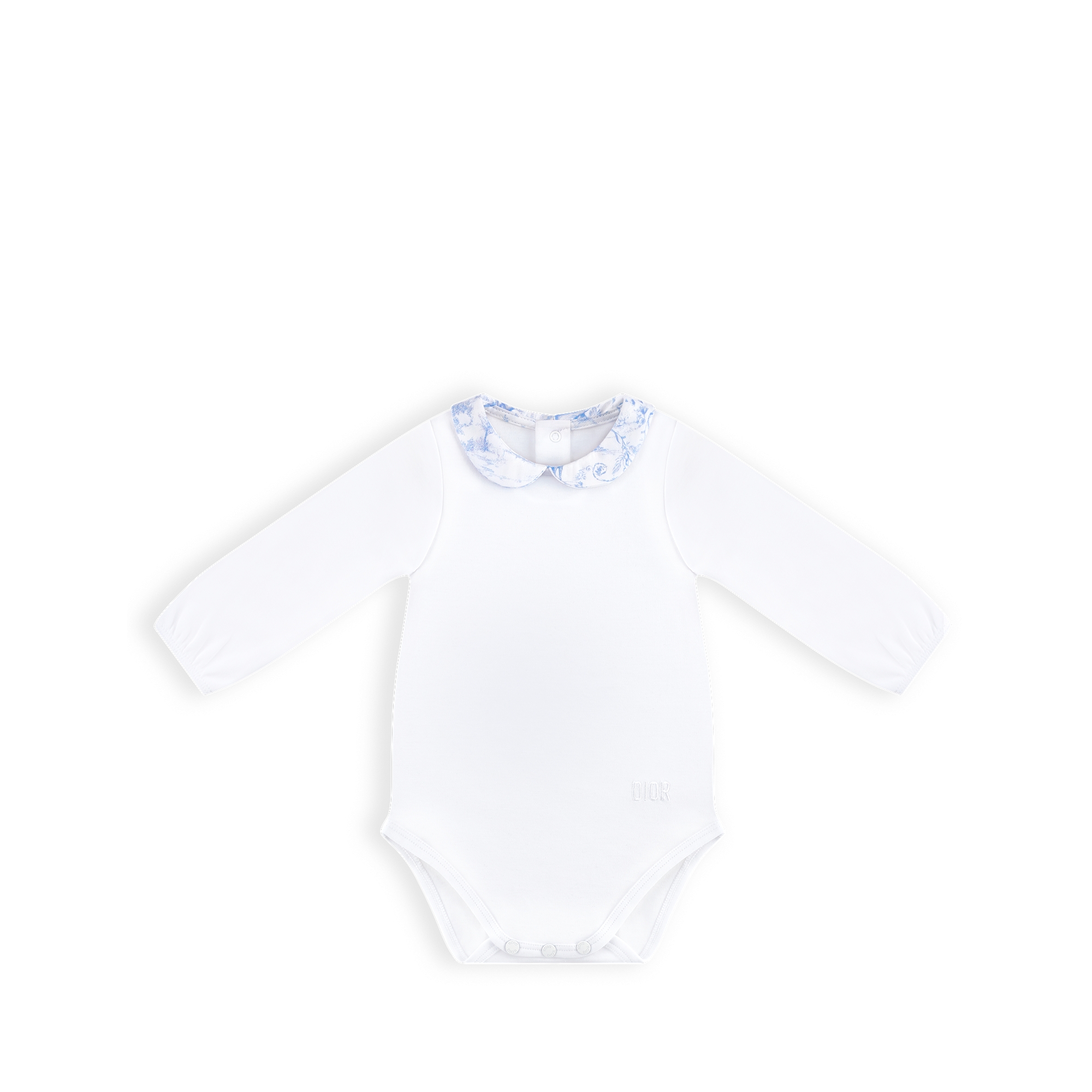 新生儿礼品套装 白色棉质双面布和缎面面料搭配淡蓝色茹伊印花 E02