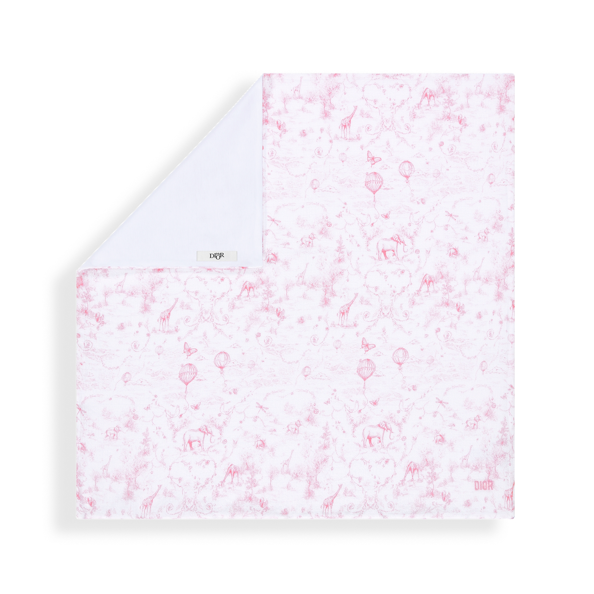 新生儿礼品套装 白色棉质混纺面料、双面布和天鹅绒搭配淡粉色茹伊印花 E11