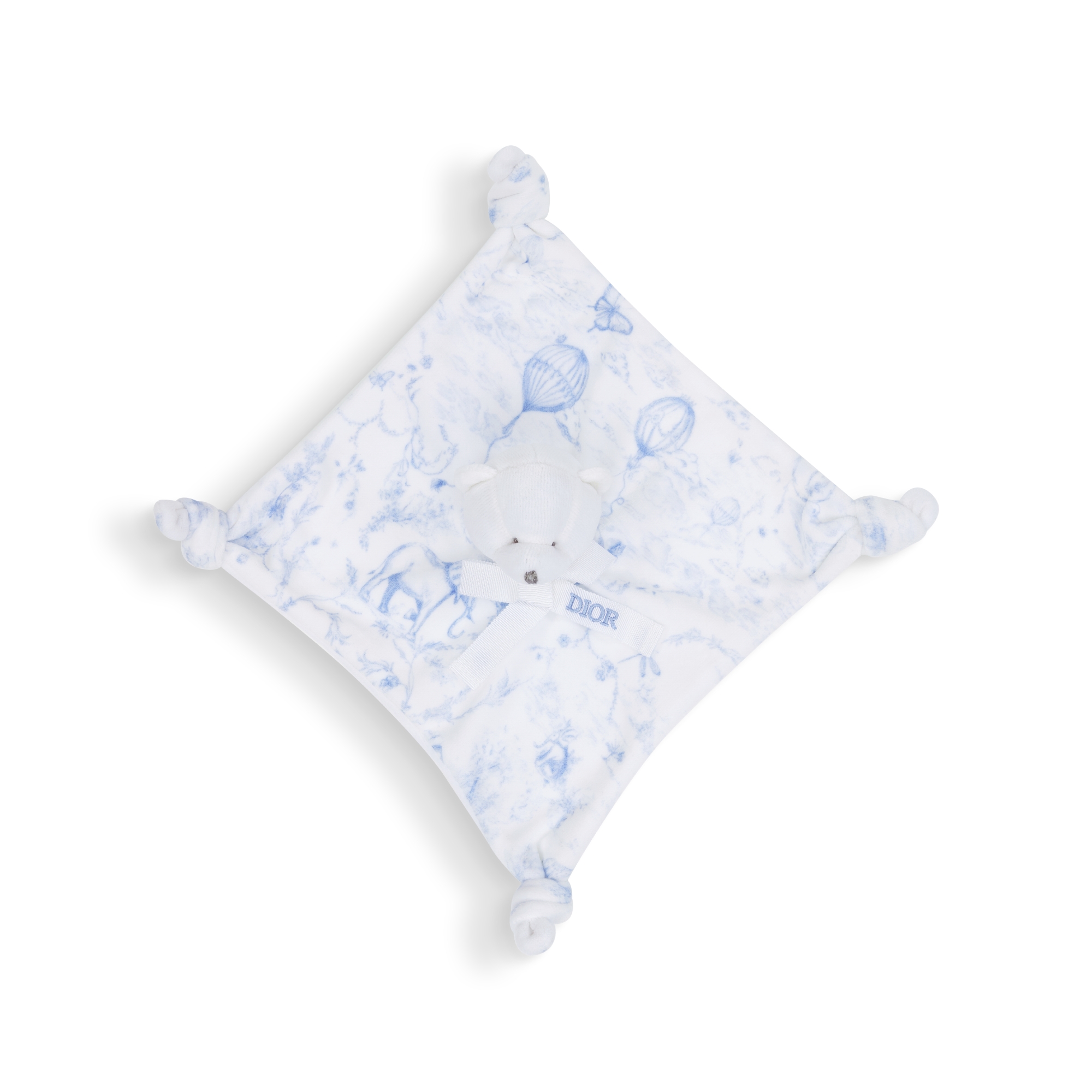 新生儿礼品套装 白色棉质混纺面料、双面布和天鹅绒搭配淡蓝色茹伊印花 E06