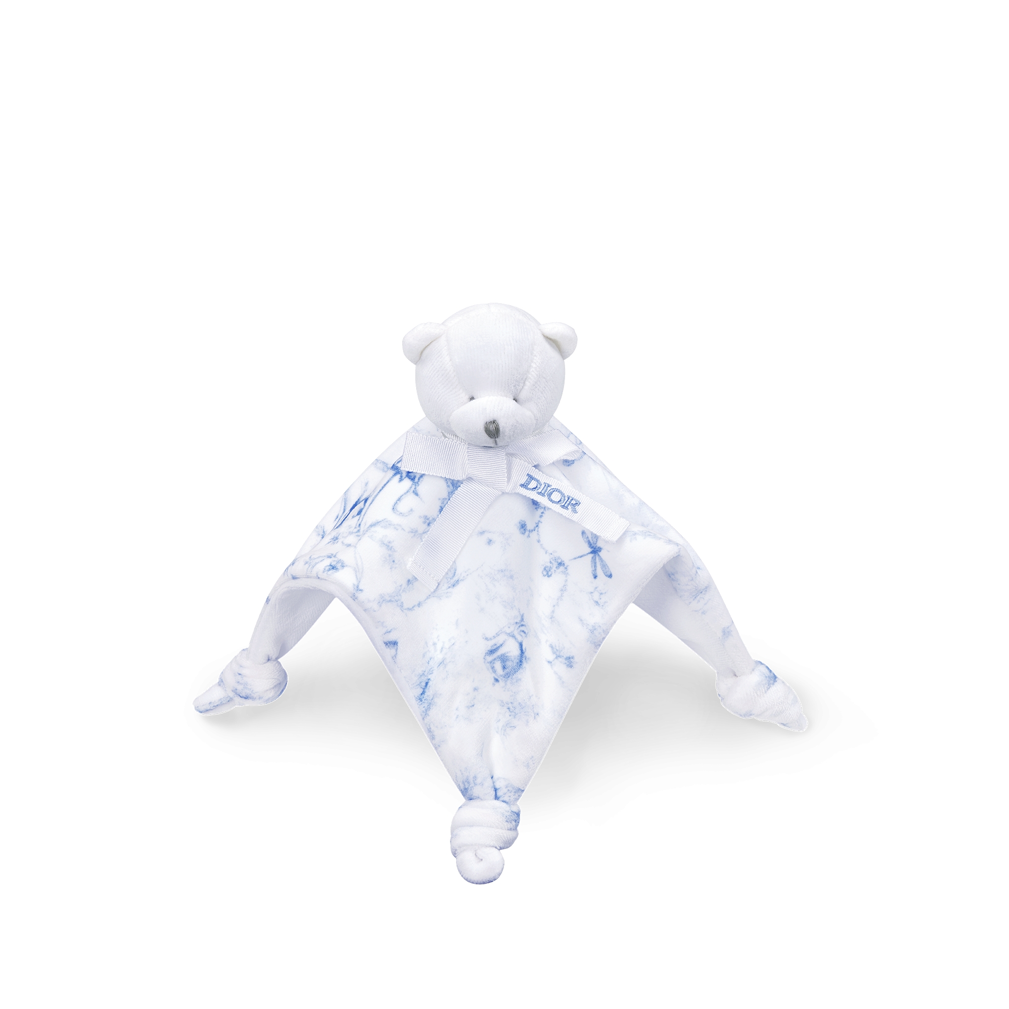 新生儿礼品套装 白色棉质混纺面料、双面布和天鹅绒搭配淡蓝色茹伊印花 E07