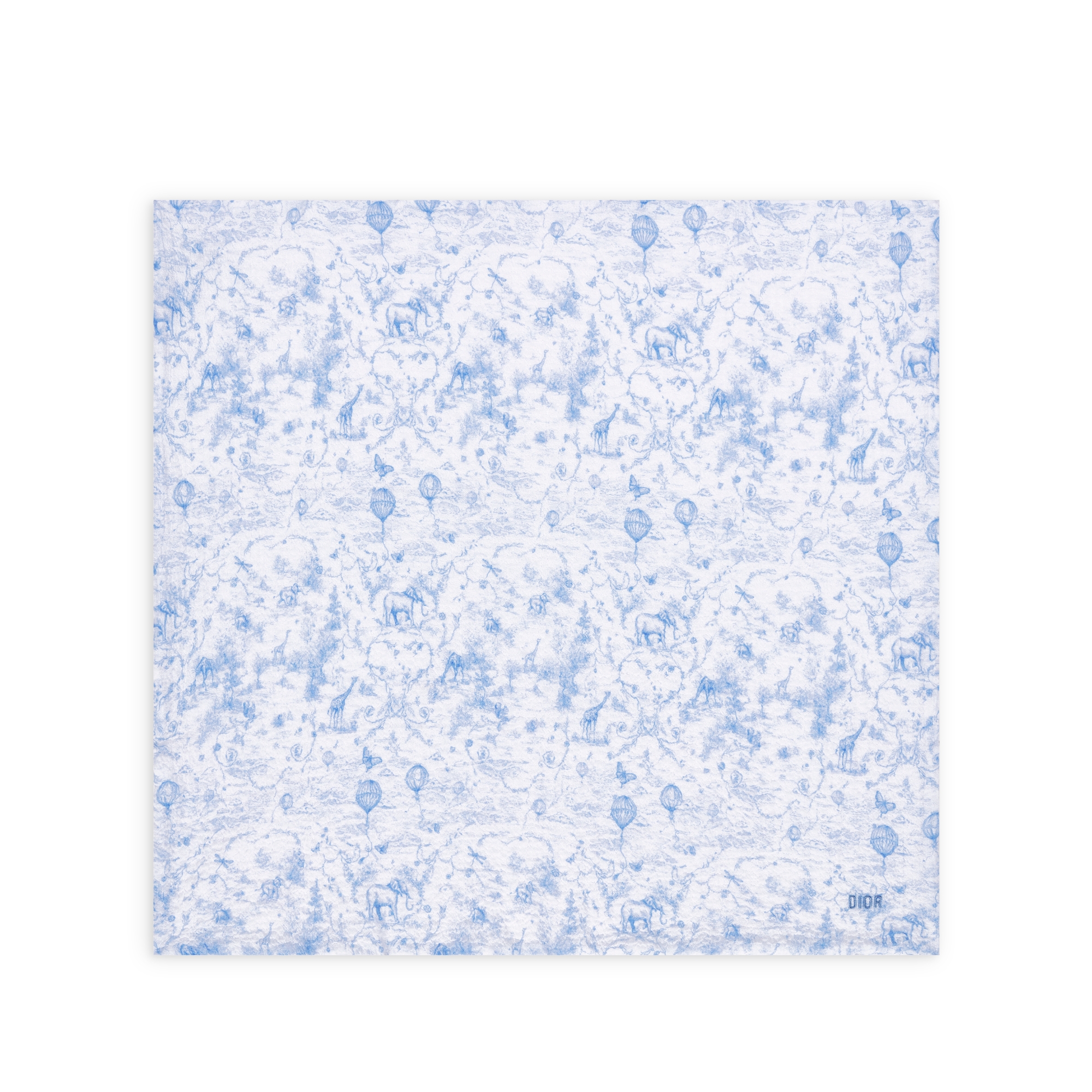 新生儿礼品套装 白色棉质混纺面料、双面布和天鹅绒搭配淡蓝色茹伊印花 E12