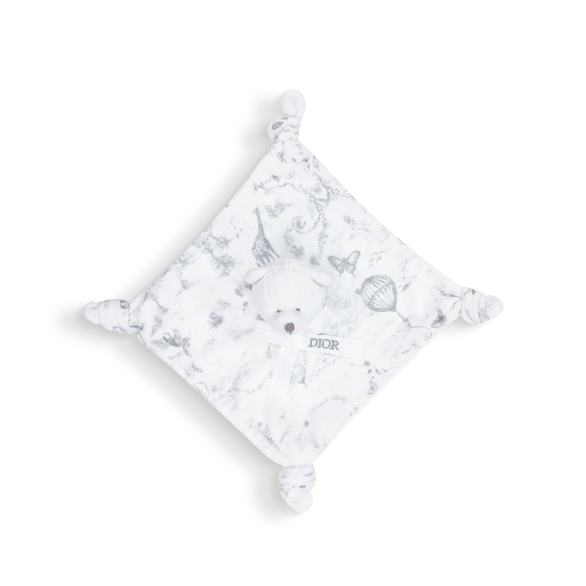 新生儿礼品套装 白色棉质混纺面料、双面布和天鹅绒搭配灰色茹伊印花 E06