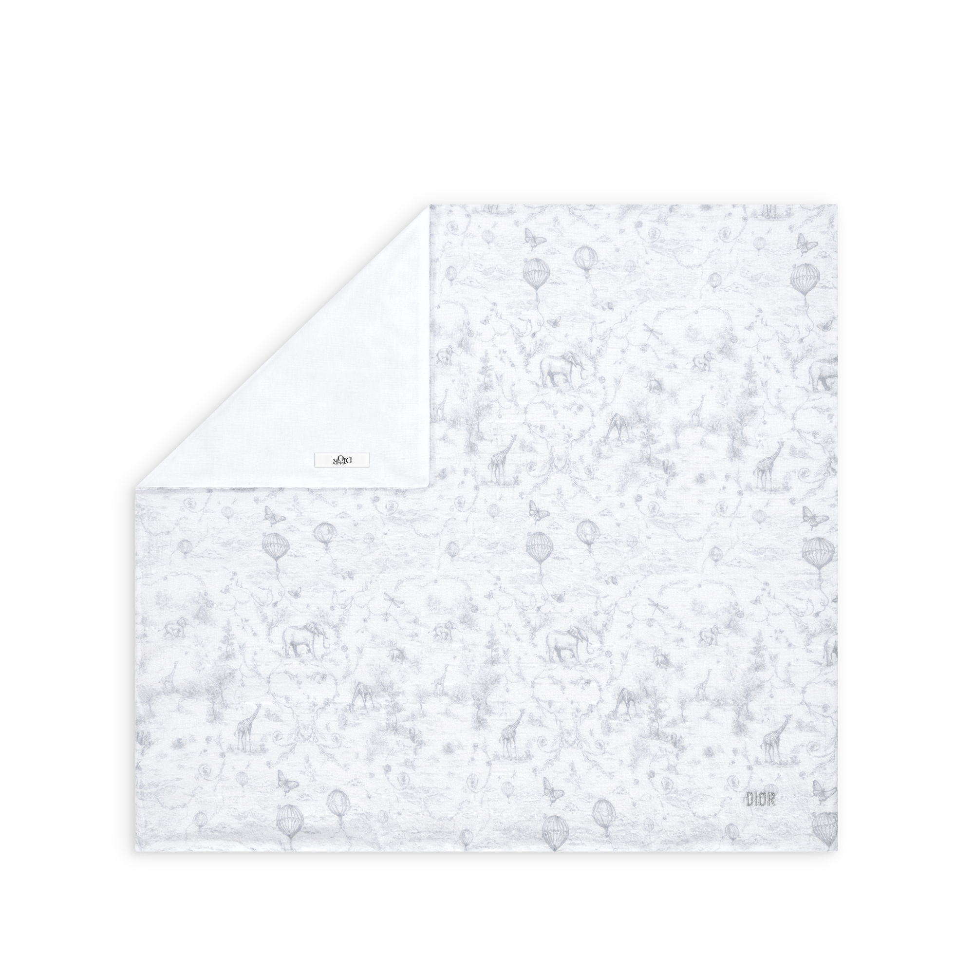 新生儿礼品套装 白色棉质混纺面料、双面布和天鹅绒搭配灰色茹伊印花 E11