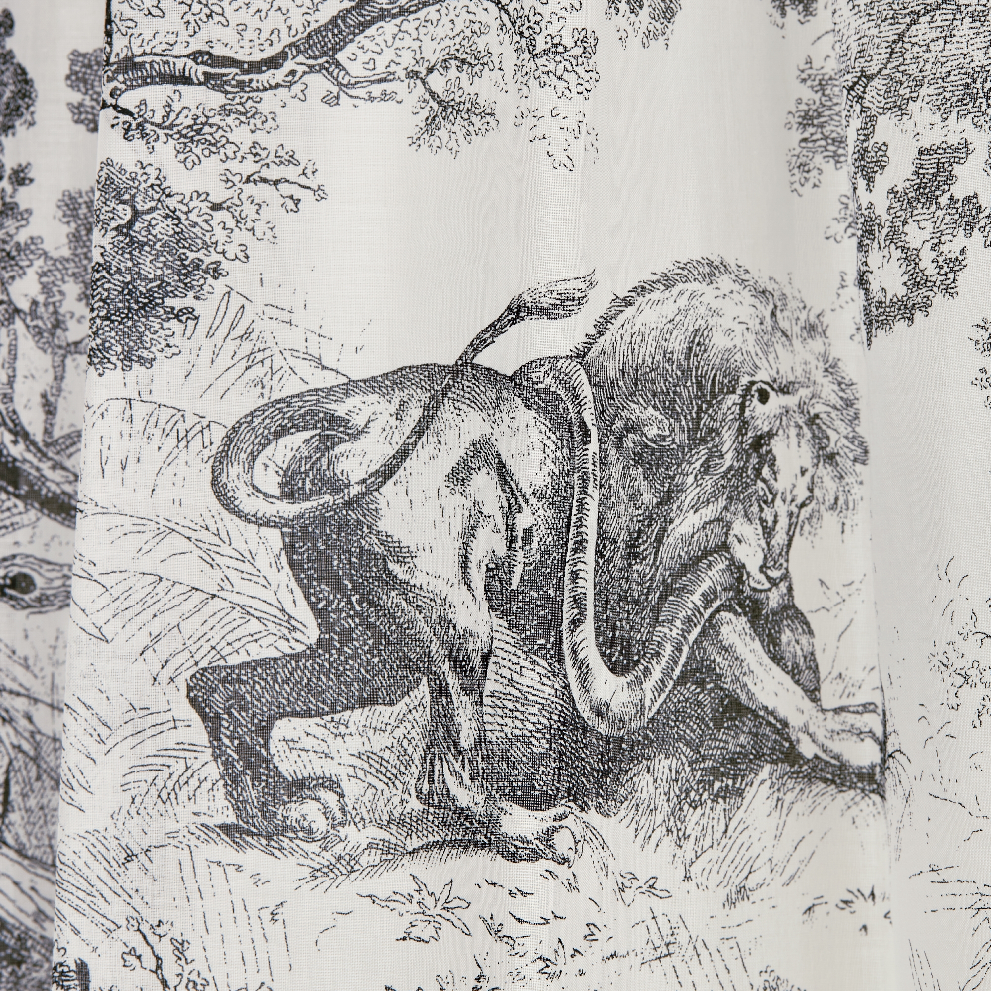 半裙 白色和海军蓝色棉质面料茹伊印花 E09