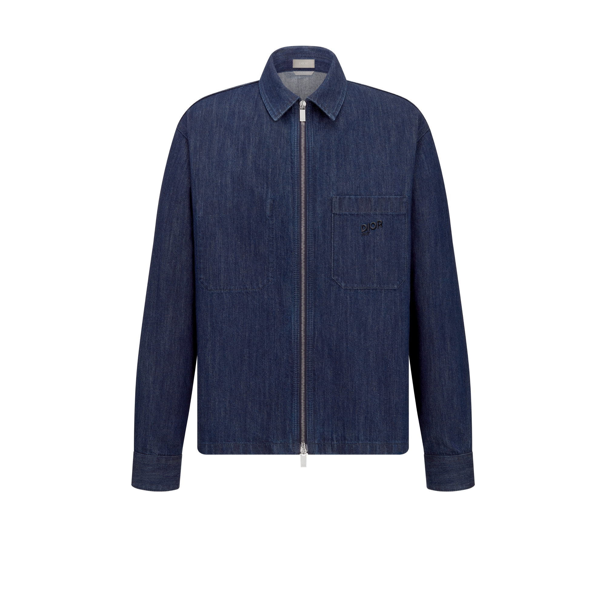 拉链外套衬衫 蓝色棉质牛仔面料 Dior Mountain 刺绣 E01