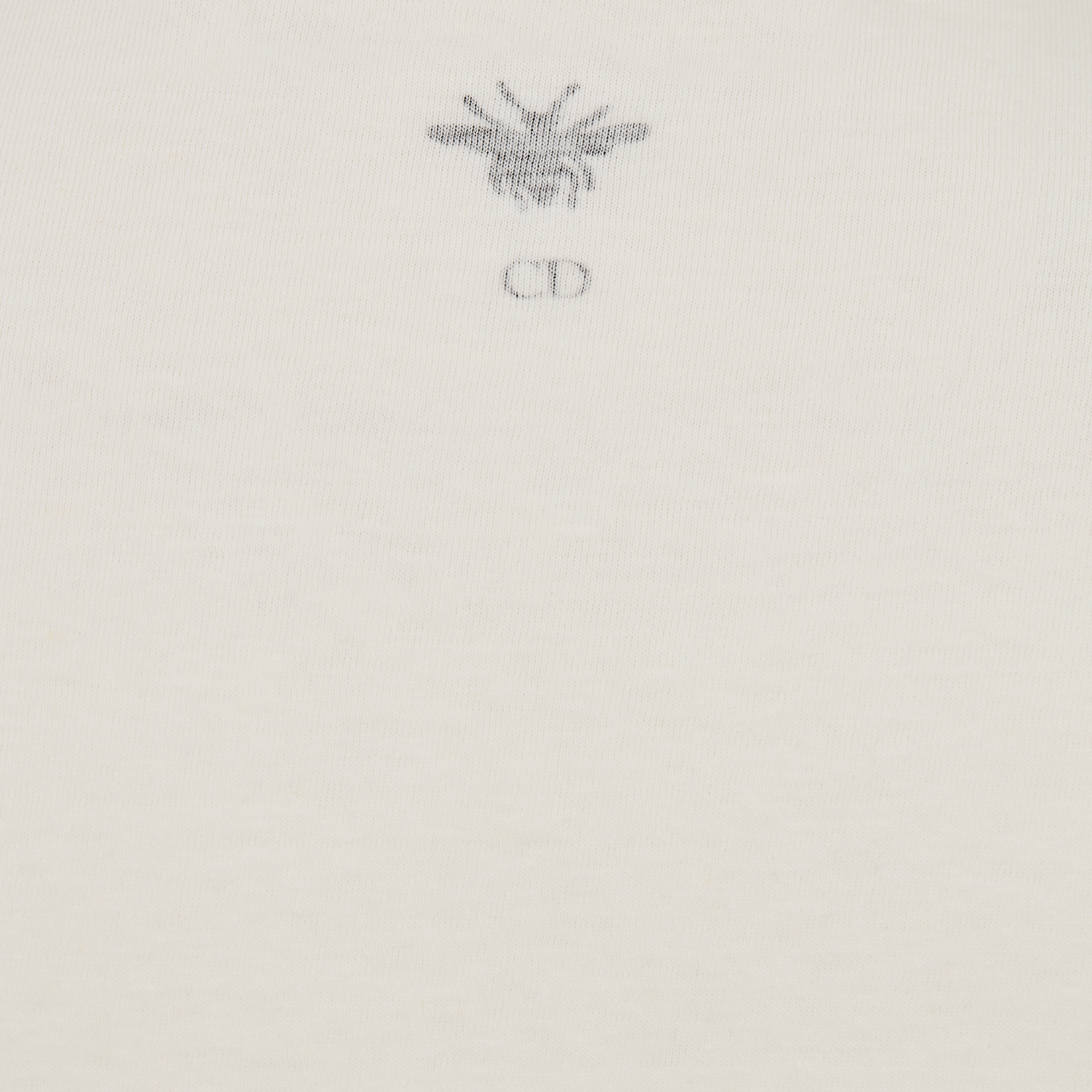 T 恤 白色棉质和亚麻混纺平纹针织面料 J'Adior 8 字样 E09