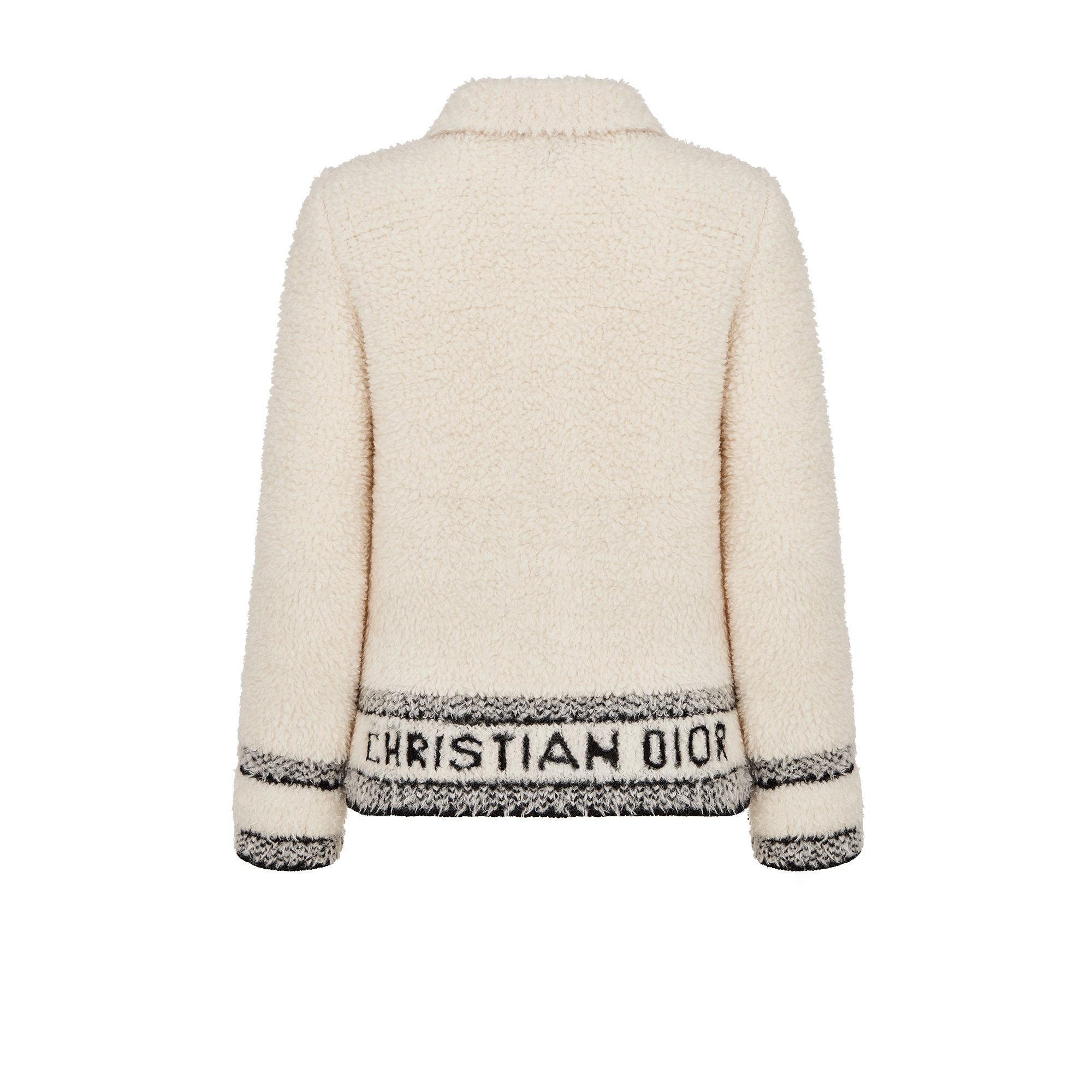 Caro 外套 米白色绵羊毛混纺起绒针织面料 E08