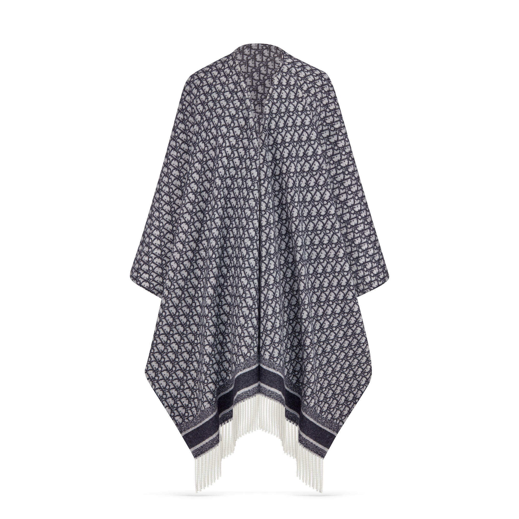 Dior 印花斗篷 海军蓝色山羊绒面料 Oblique 印花 E01