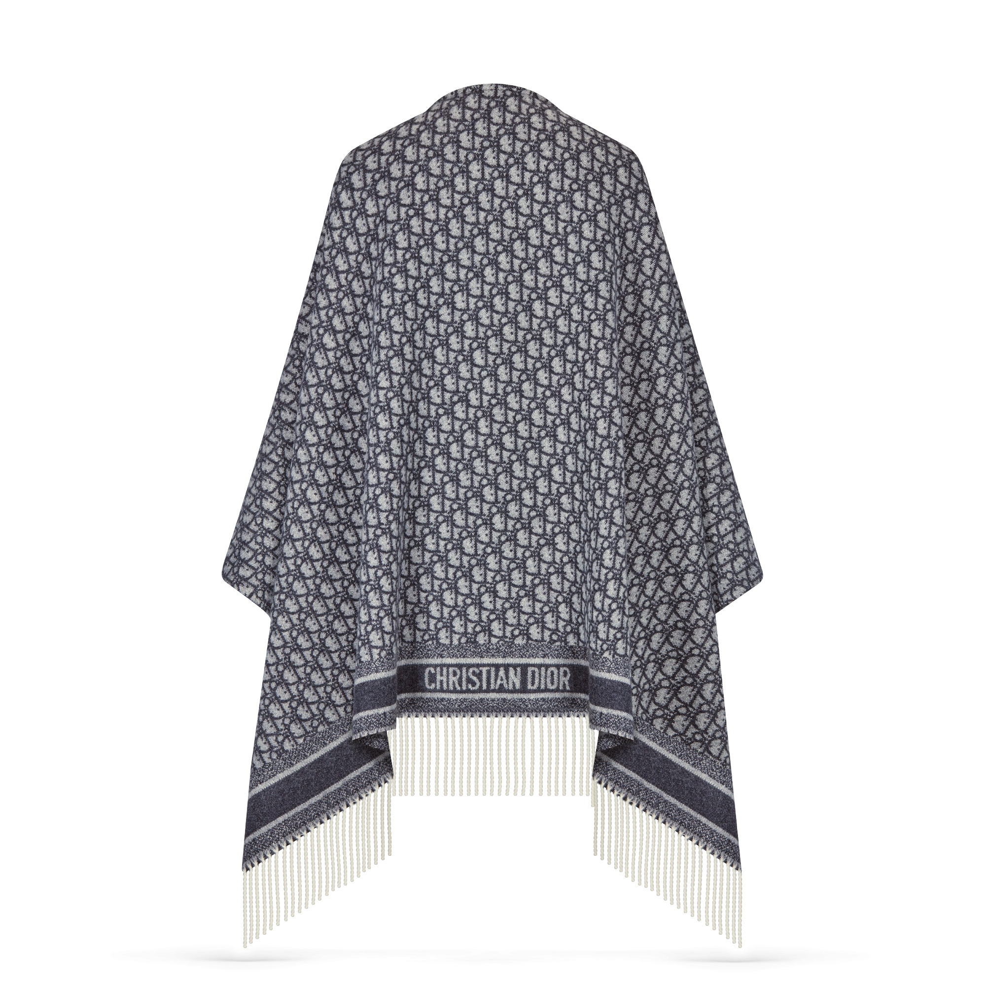 Dior 印花斗篷 海军蓝色山羊绒面料 Oblique 印花 E08