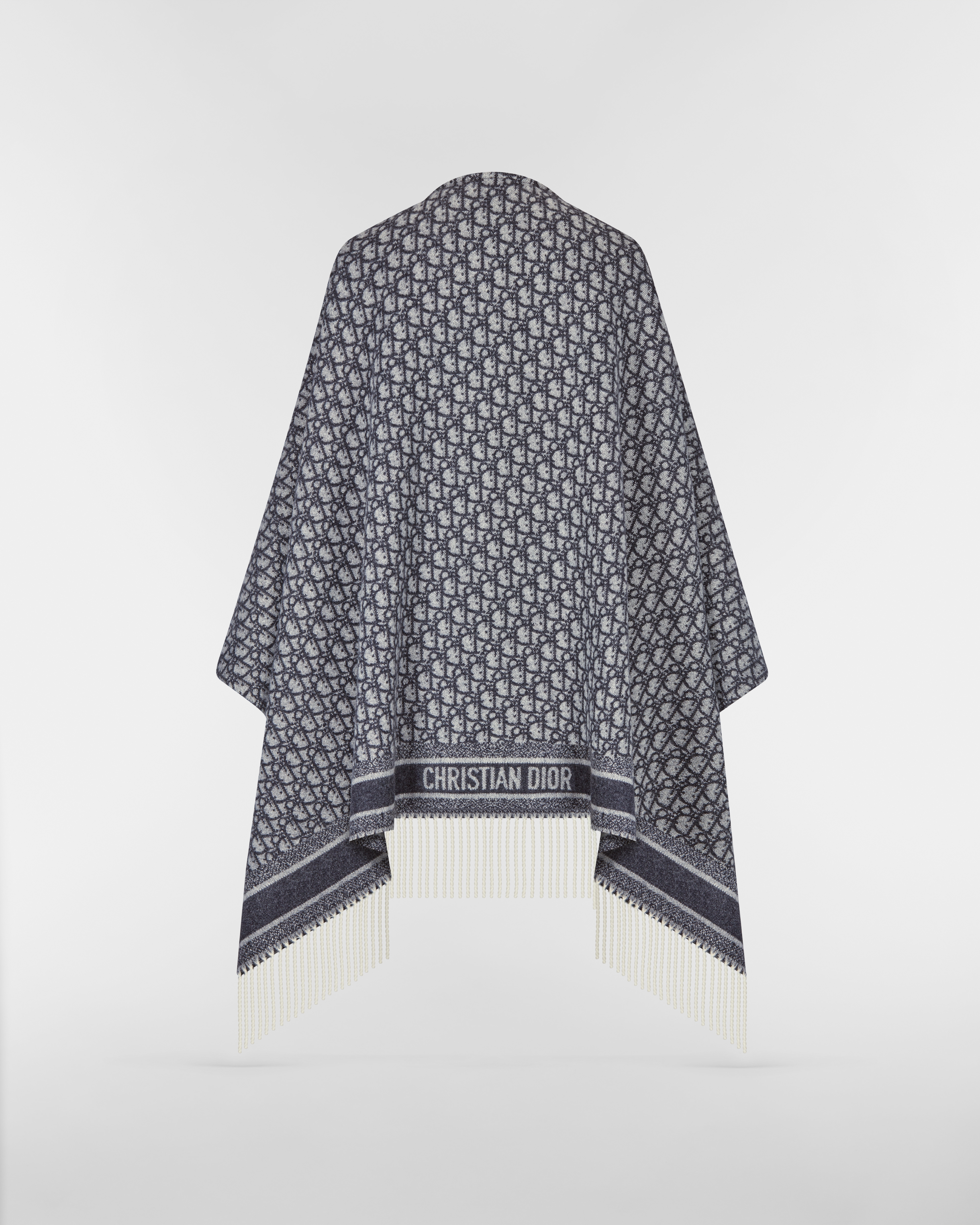 Dior 印花斗篷 海军蓝色山羊绒面料 Oblique 印花 E08