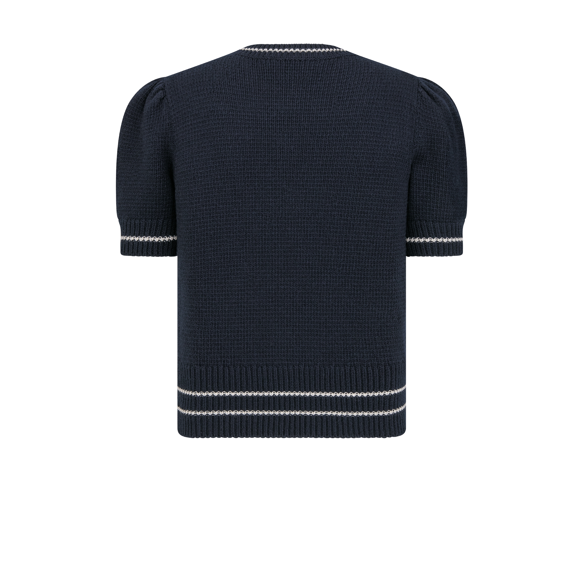 短袖针织衫 海军蓝色绵羊毛和山羊绒混纺针织面料 Christian Dior 标志 E08