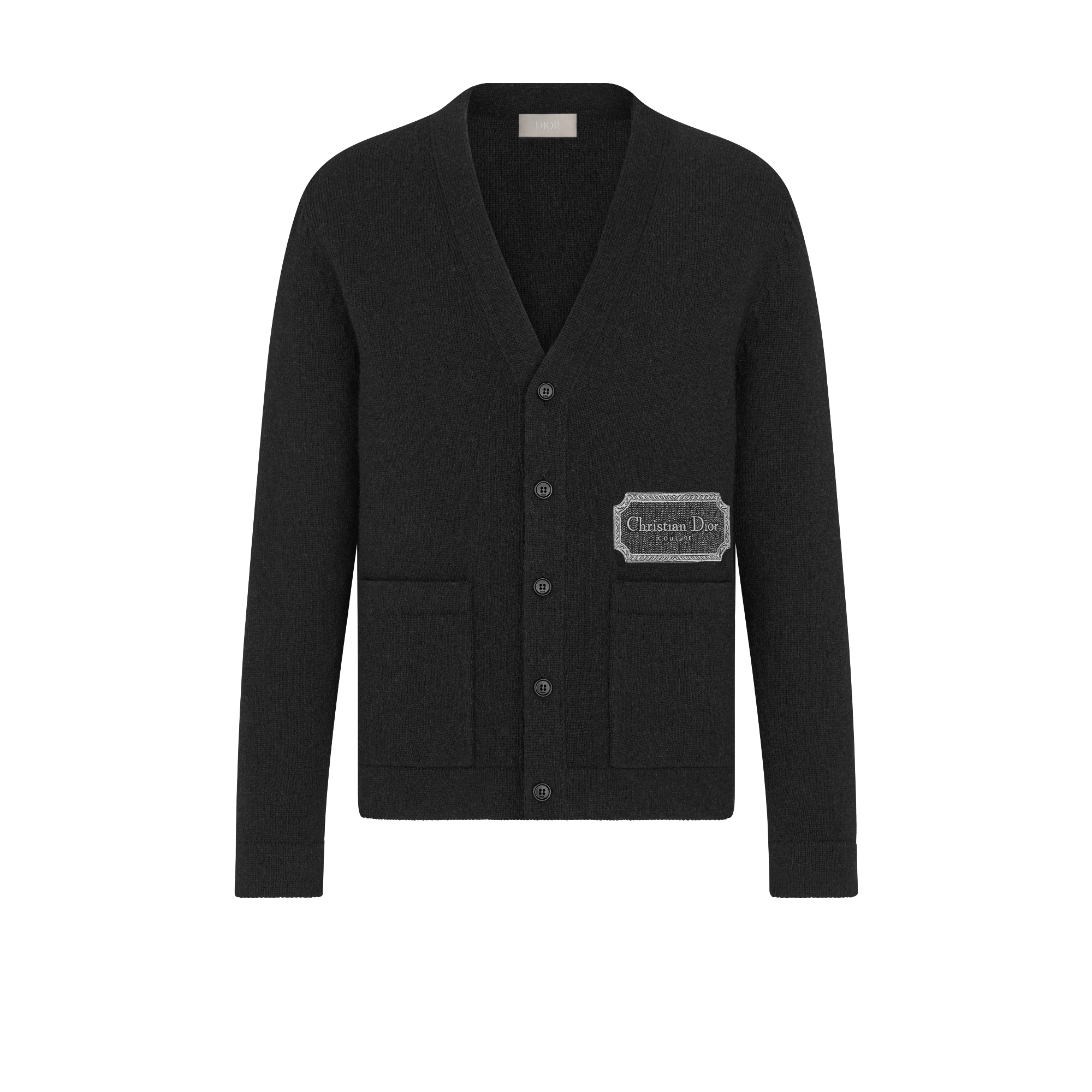 开衫 黑色山羊绒平纹针织面料 Christian Dior Couture 标志 E01
