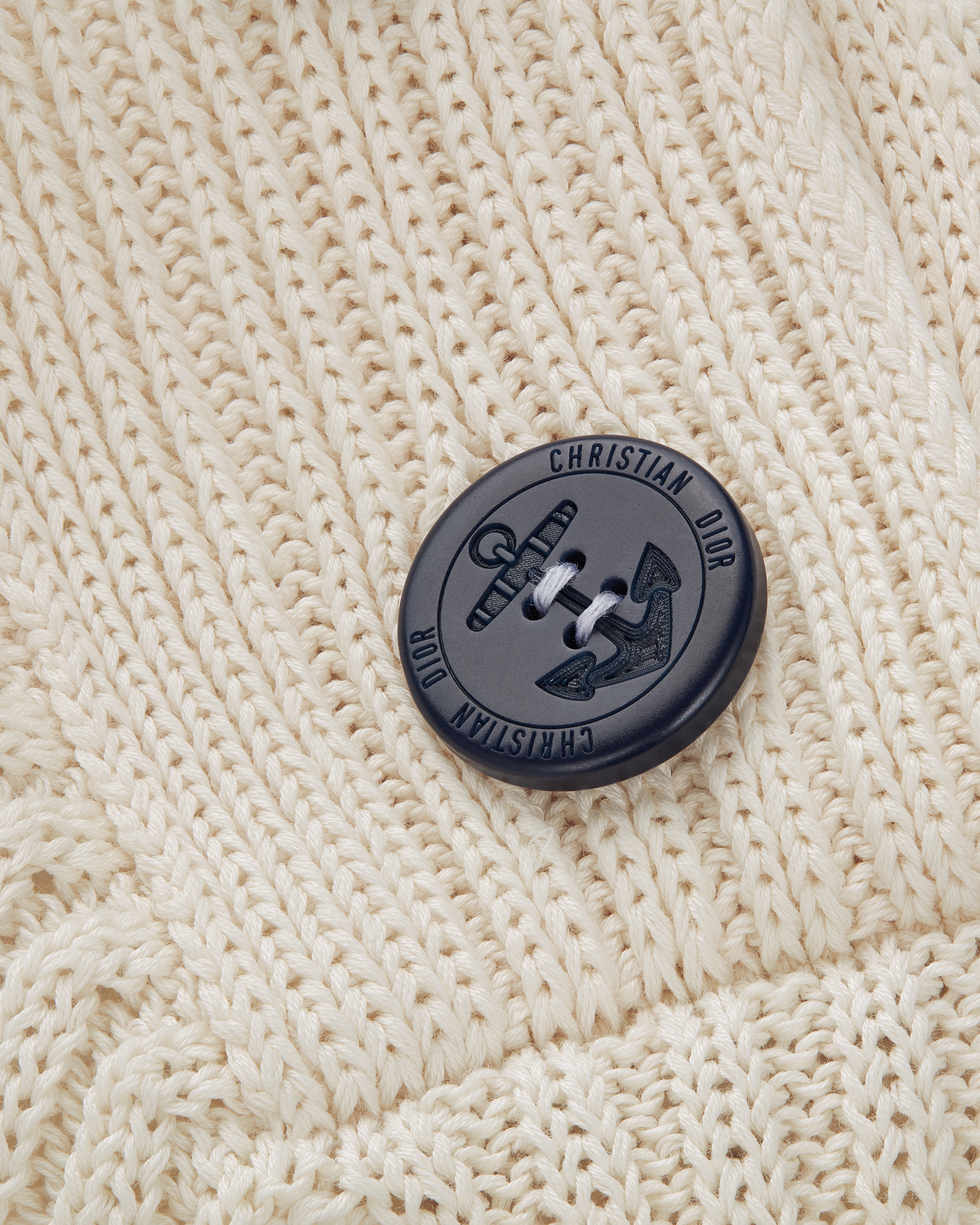 Dioriviera 针织衫 米白色和海军蓝色棉质针织面料搭配标志 E10