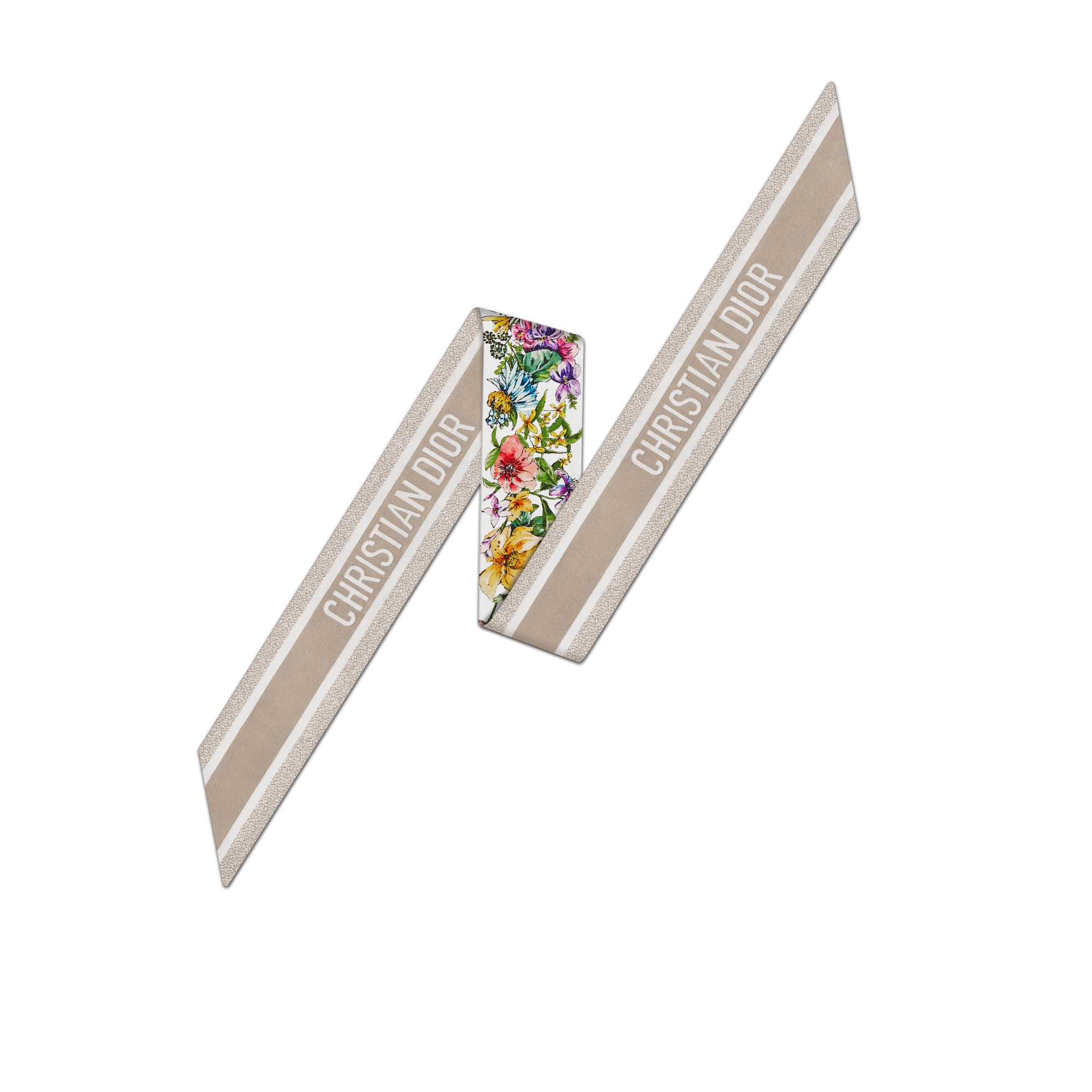 Mitzah 丝巾 白色桑蚕丝斜纹面料多色 D-Floral 图案 E08