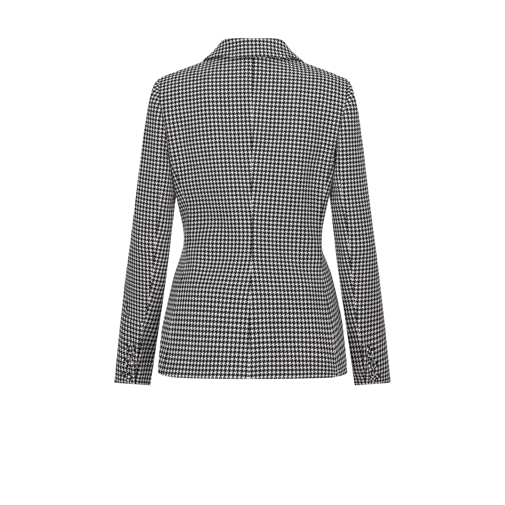 30 Montaigne 单排扣经典西装外套 黑色和白色羊毛混纺面料千鸟格纹 E08