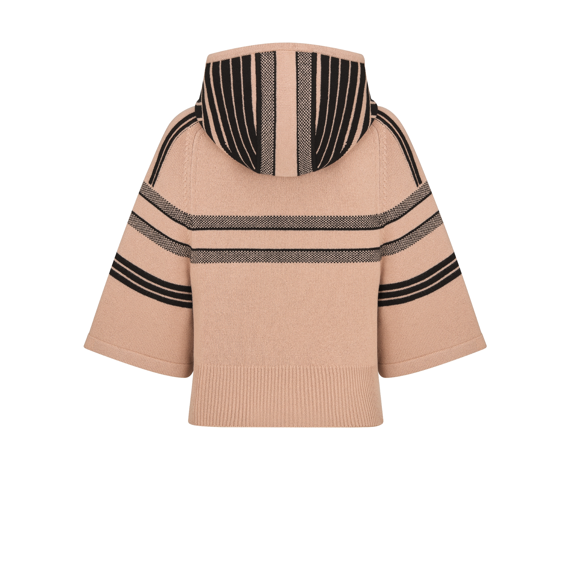 DiorAlps 七分袖连帽针织衫 粉色绵羊毛和山羊绒混纺针织面料黑色 Dior Star 图案 E08