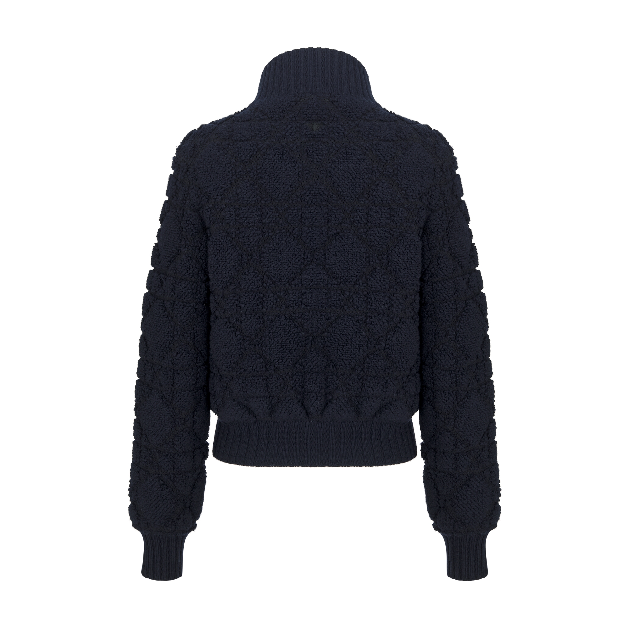 DiorAlps 拉链开衫 海军蓝色绵羊毛混纺针织面料超大藤格纹 E08