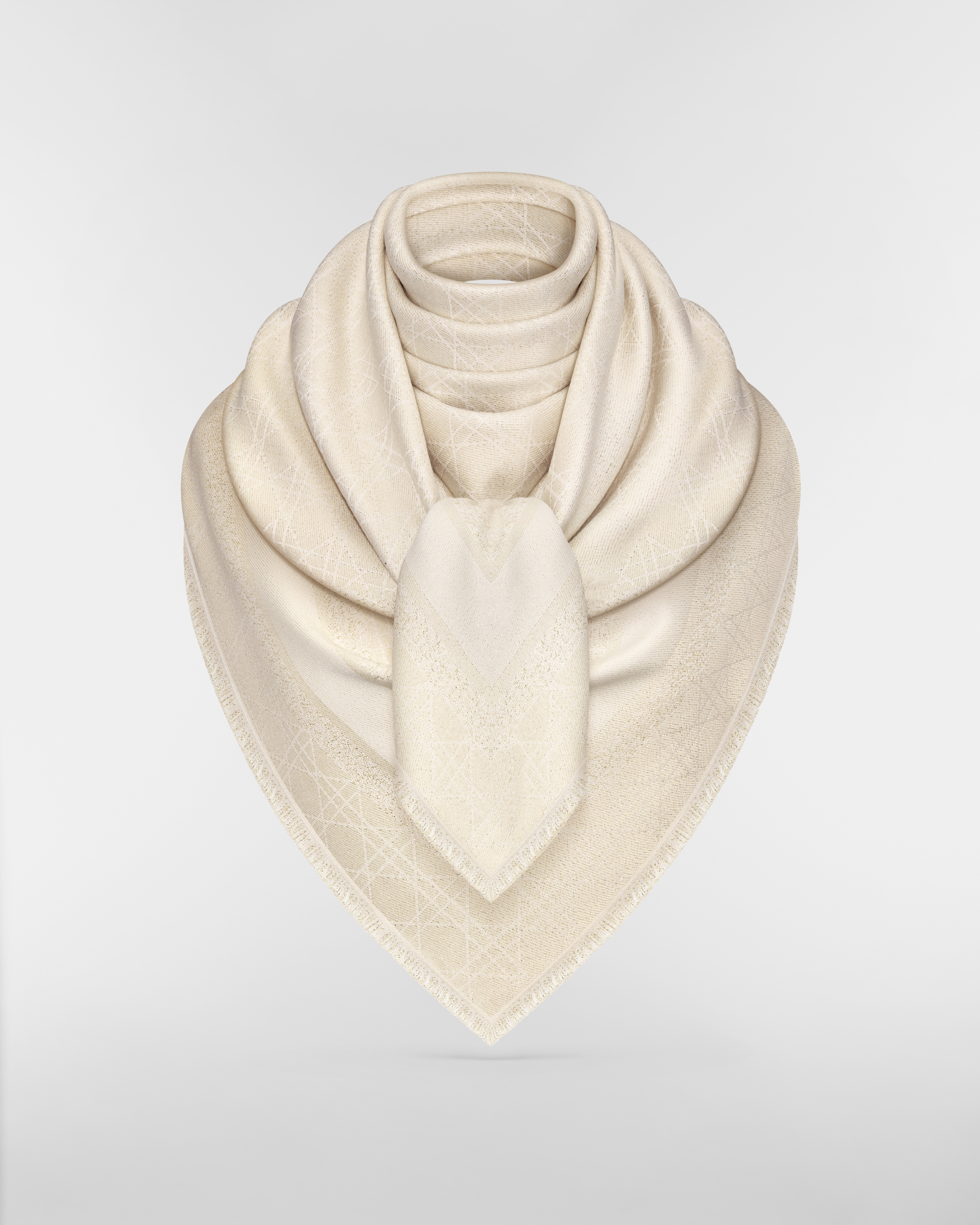 Dior Cannage 披肩 金色调桑蚕丝混纺面料金属光泽线 E02