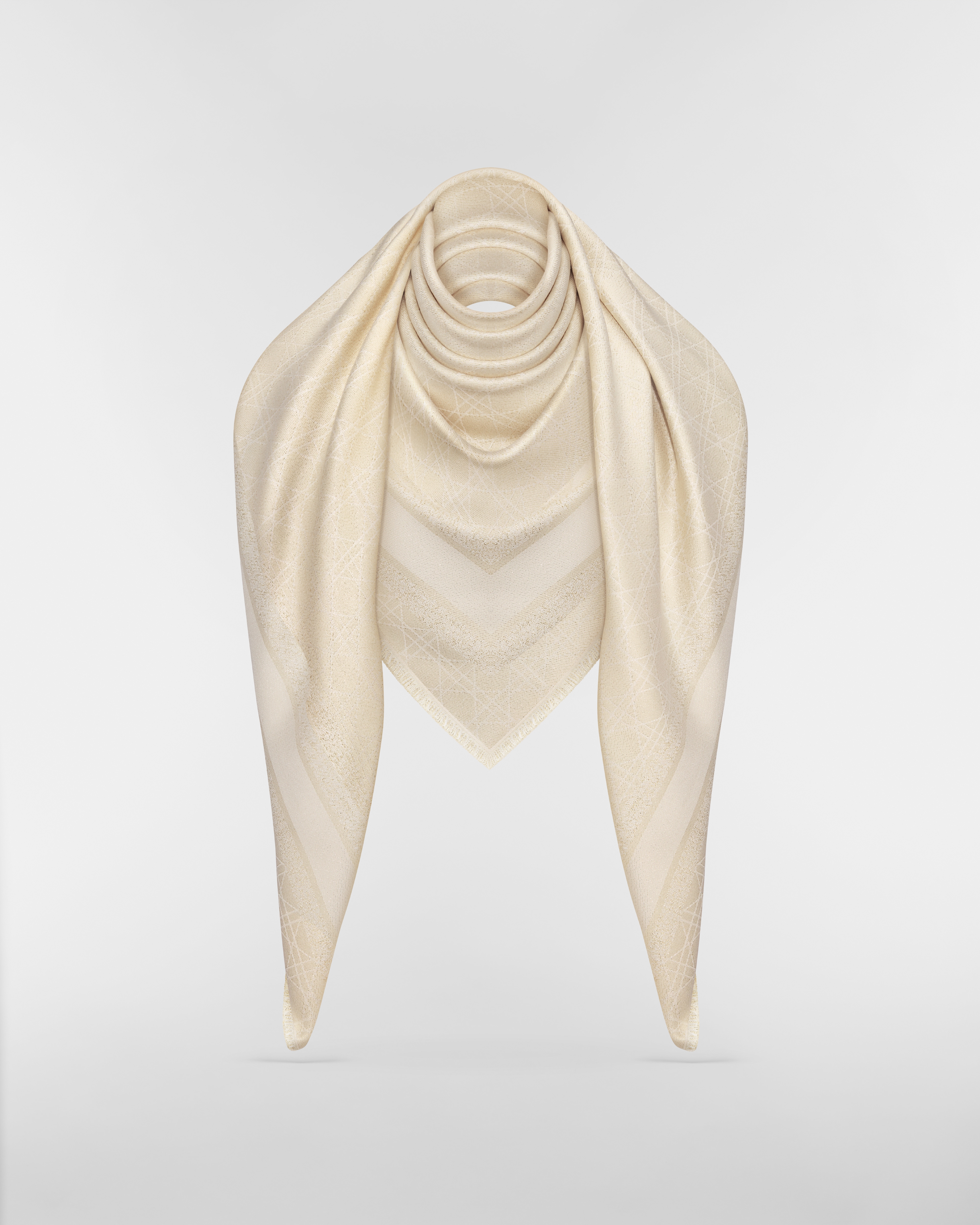 Dior Cannage 披肩 金色调桑蚕丝混纺面料金属光泽线 E10