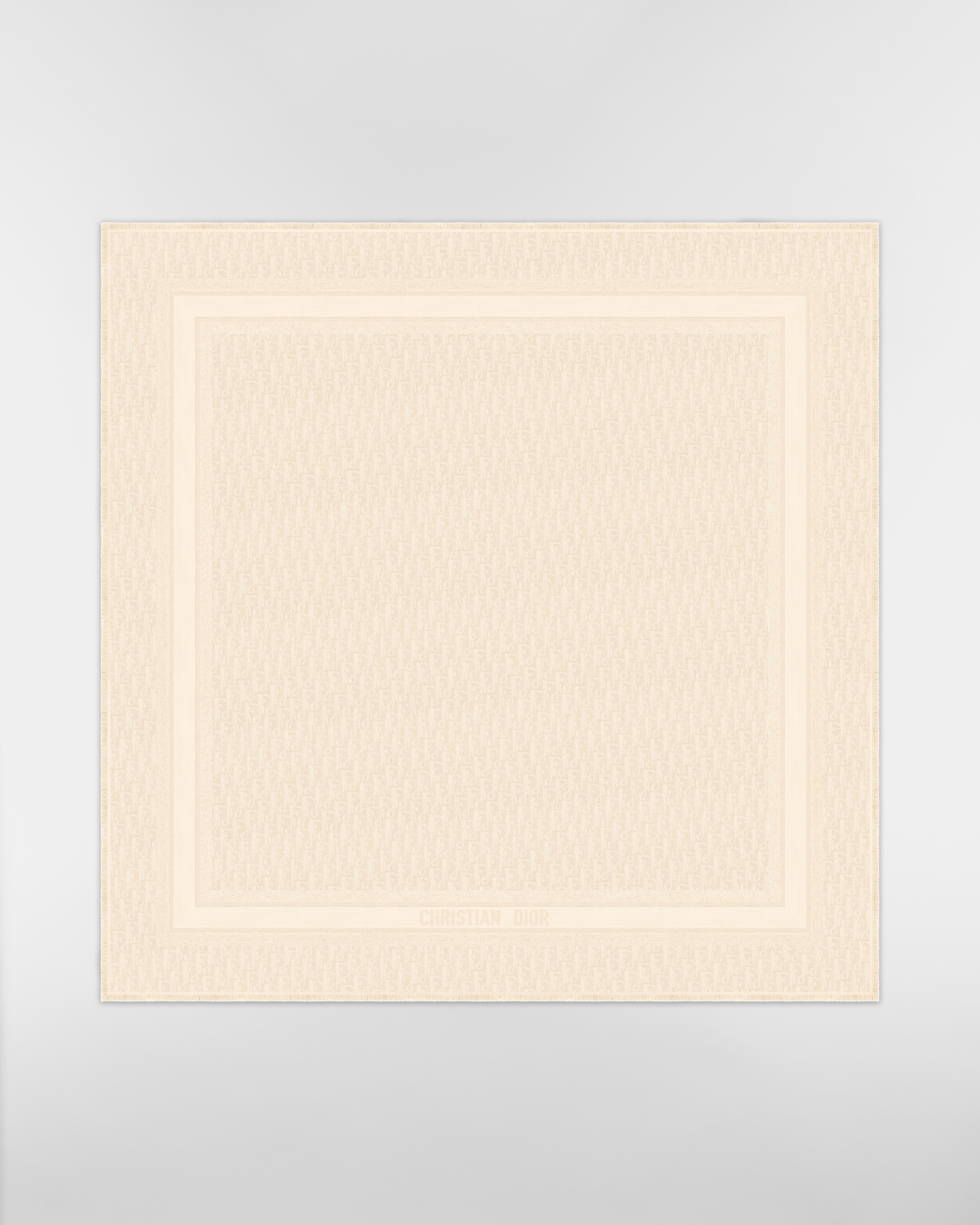 Dior 印花披肩 白色绵羊毛混纺面料 Oblique 印花 E01