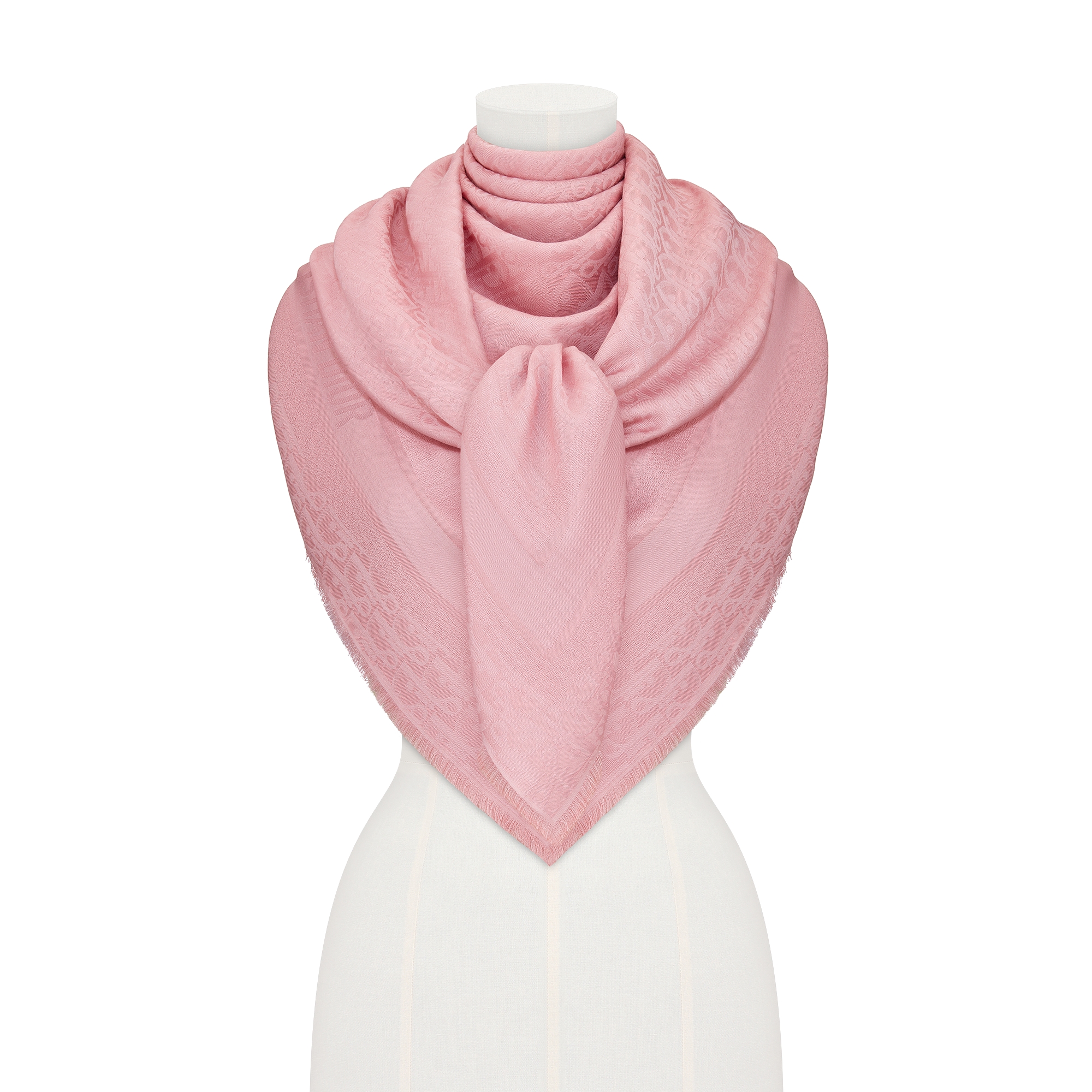 Dior 印花披肩 粉色绵羊毛混纺面料 Oblique 印花 E02