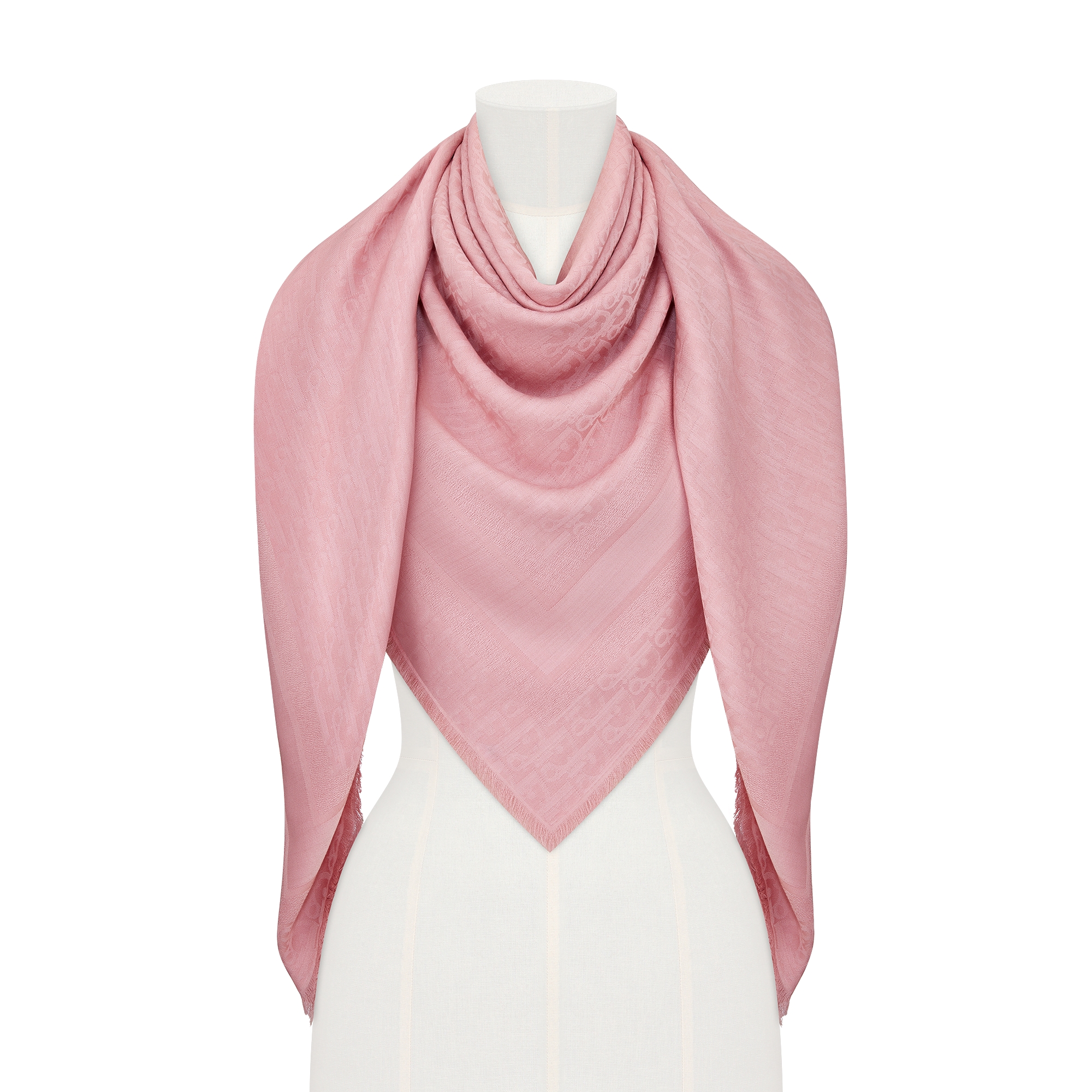 Dior 印花披肩 粉色绵羊毛混纺面料 Oblique 印花 E10