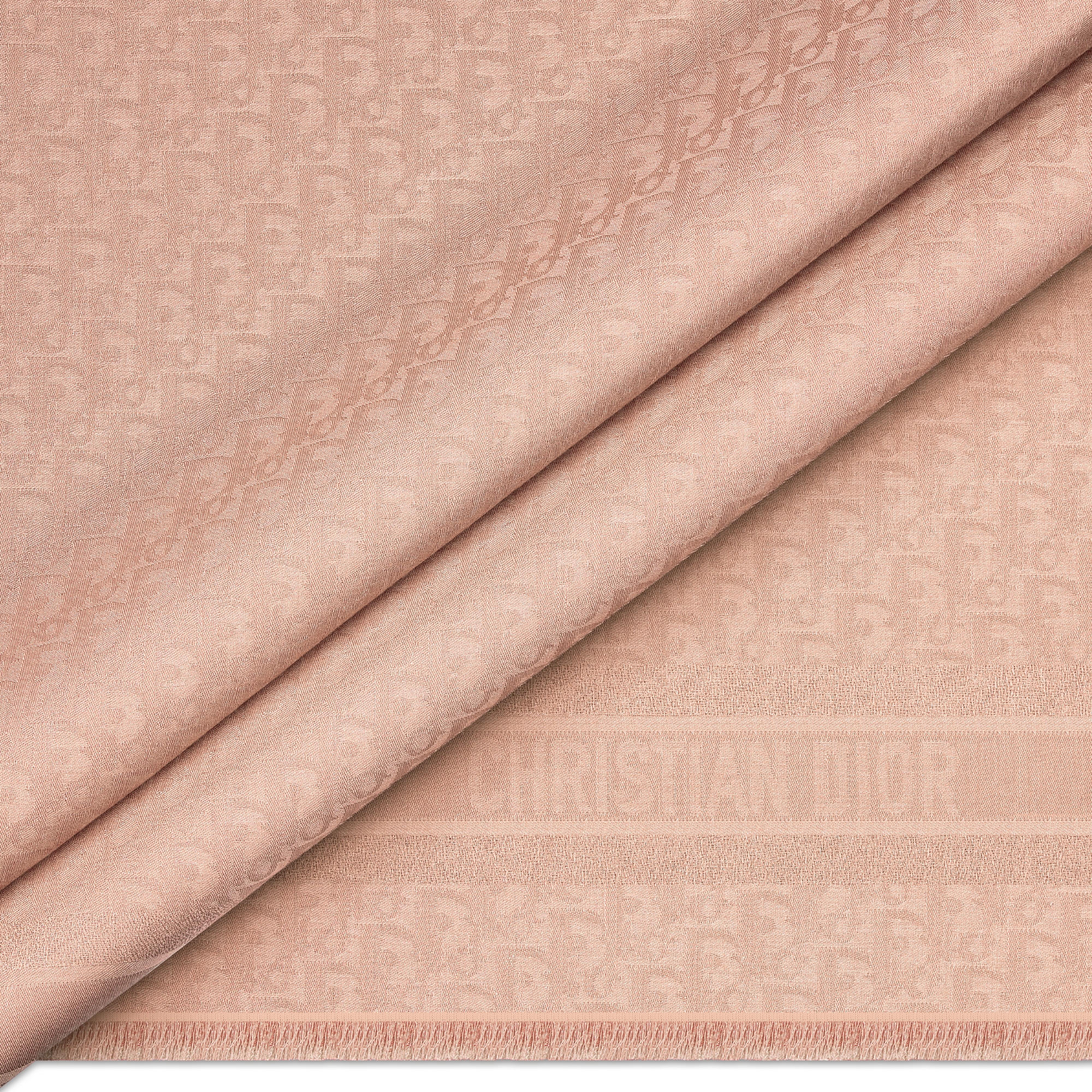 Dior 印花披肩 玫瑰粉色绵羊毛混纺面料 Oblique 印花 E09