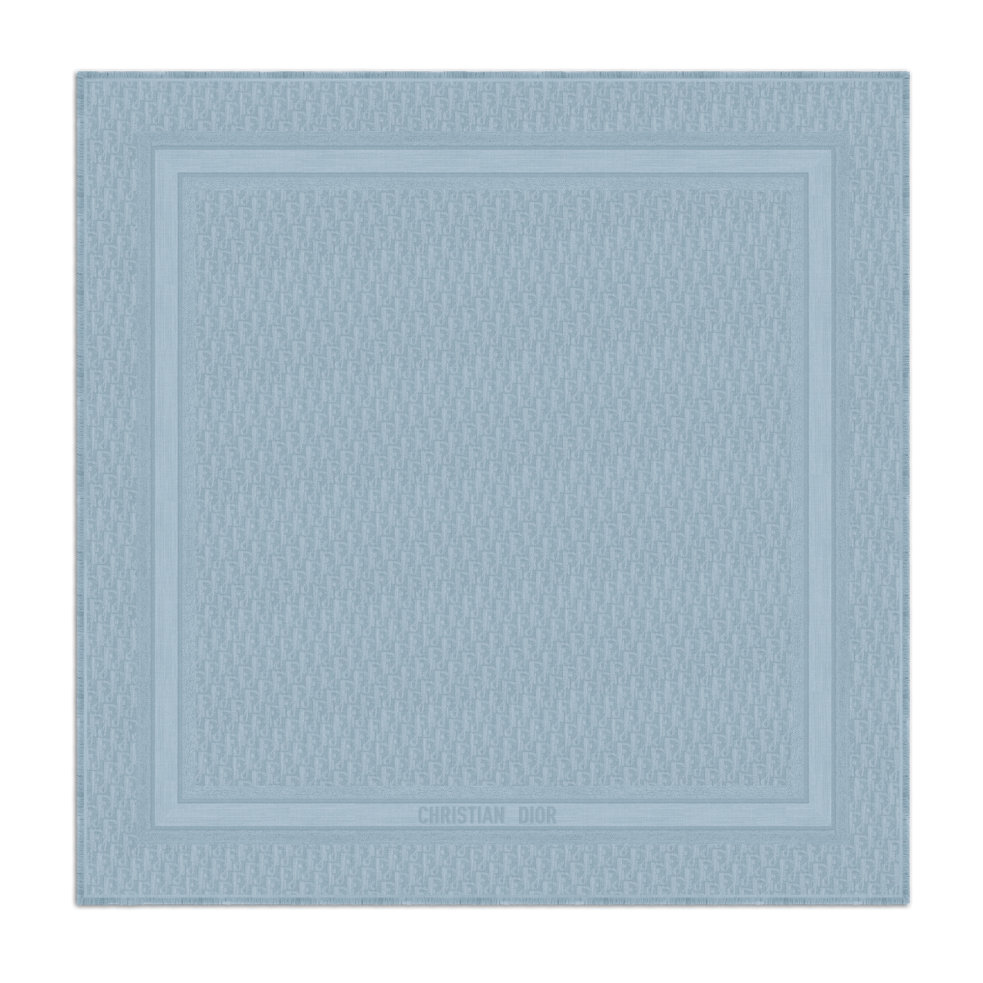 Dior 印花披肩 天际蓝绵羊毛混纺面料 Oblique 印花 E01