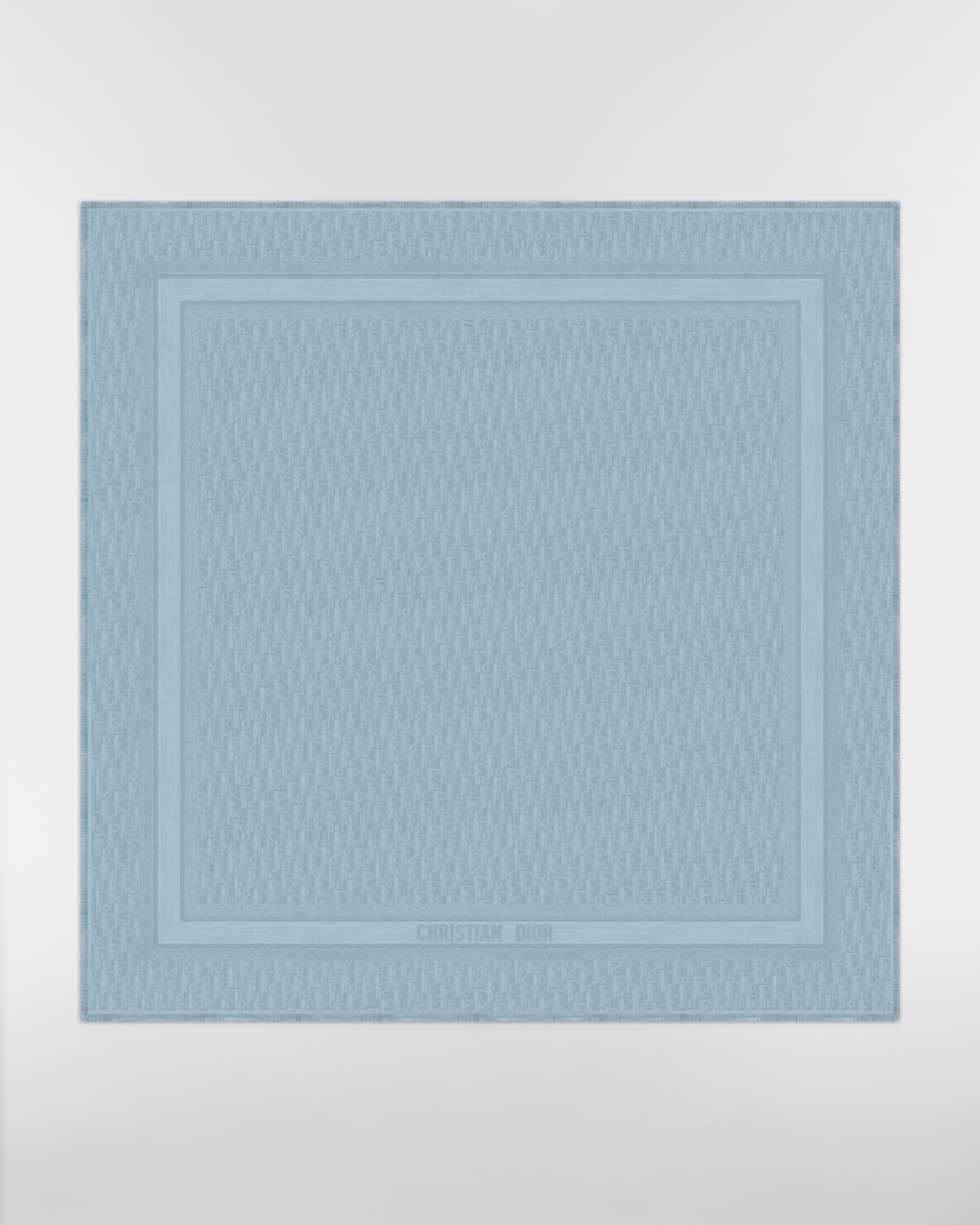 Dior 印花披肩 天际蓝绵羊毛混纺面料 Oblique 印花 E01