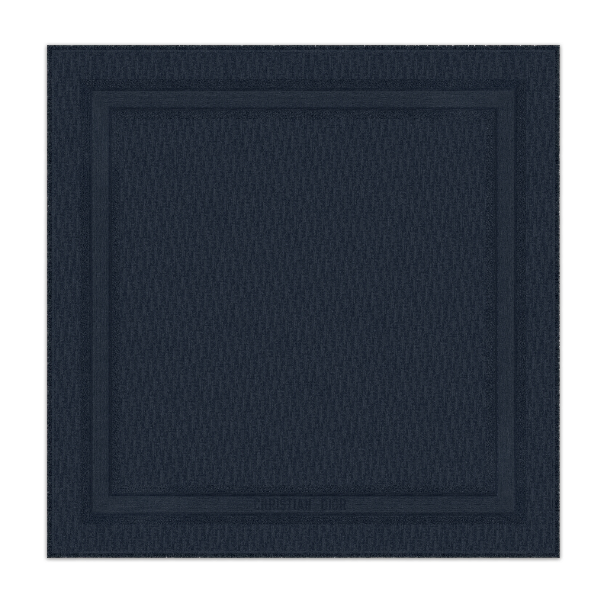 Dior 印花披肩 海军蓝色绵羊毛混纺面料 Oblique 印花 E01