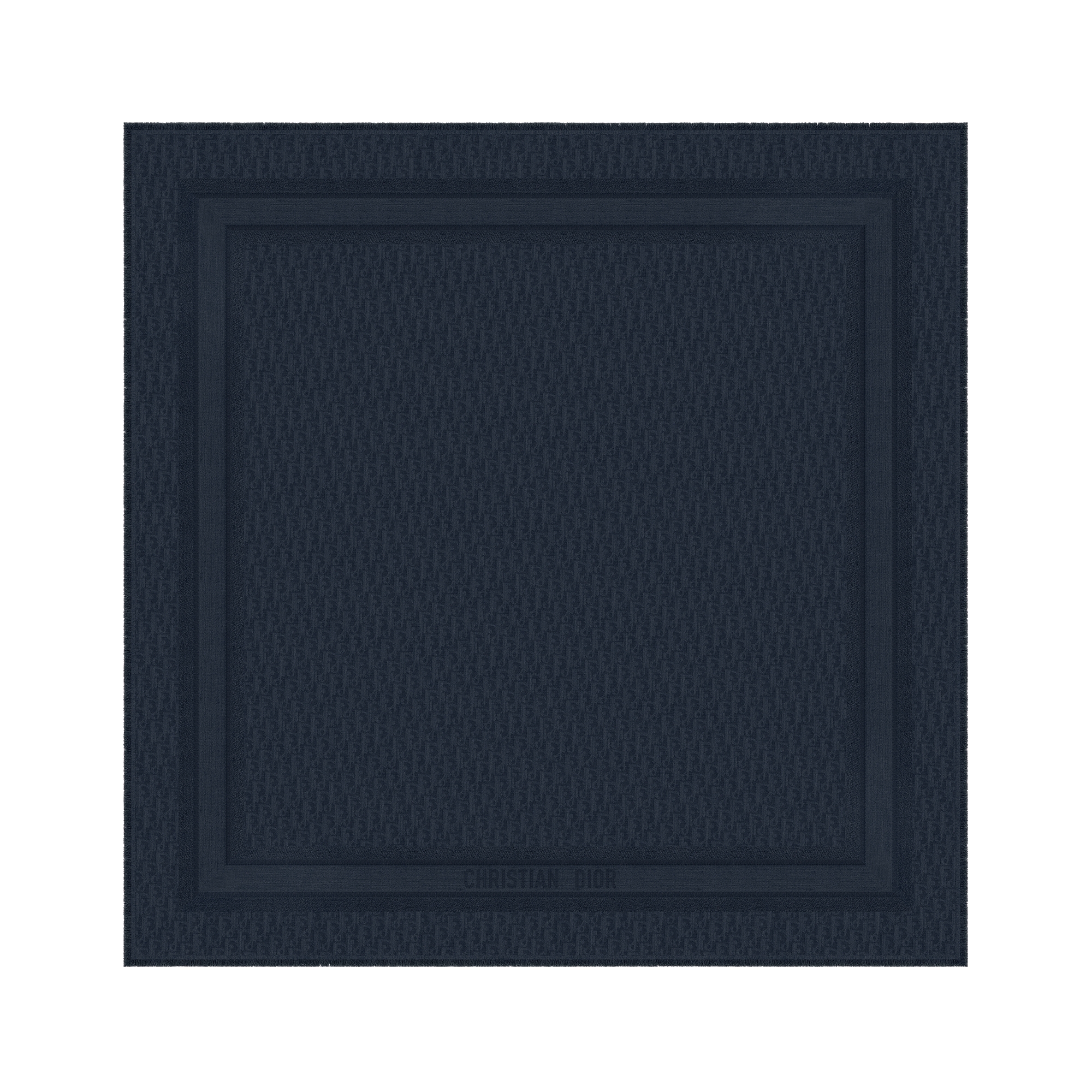  海军蓝色绵羊毛混纺面料 Oblique 印花